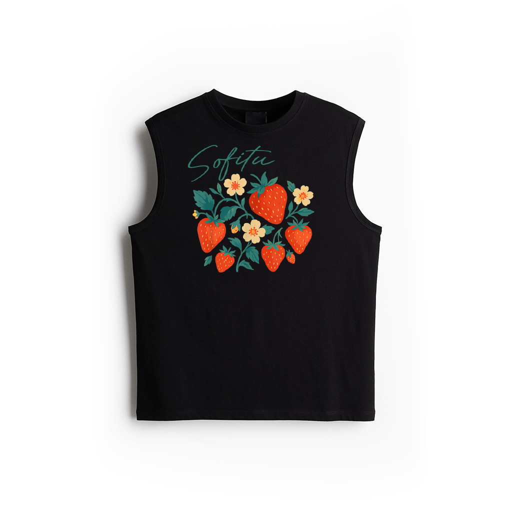 Strawberry Boho Vintage Berry Fruit Lovers Watercolor Tank Top