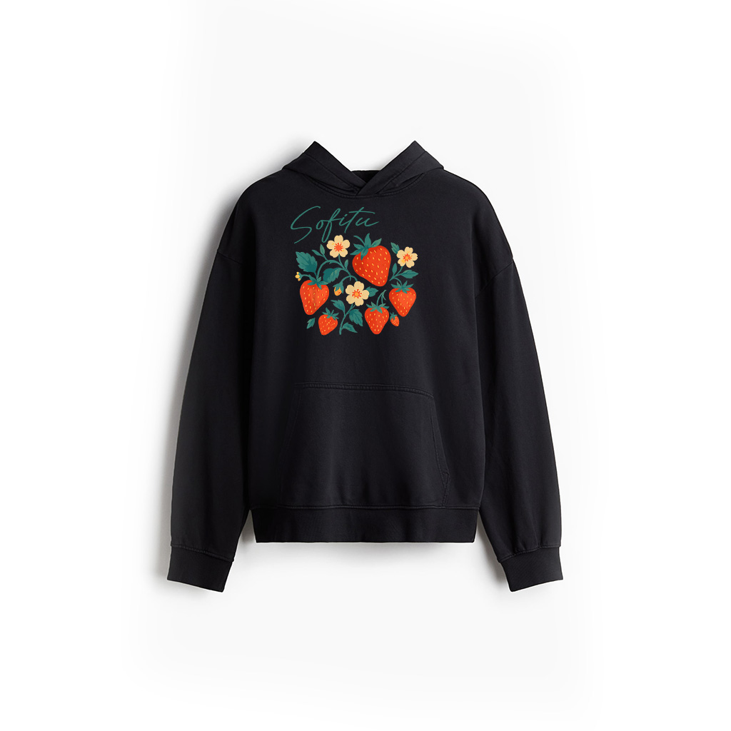 Strawberry Boho Vintage Berry Fruit Lovers Watercolor Hoodie