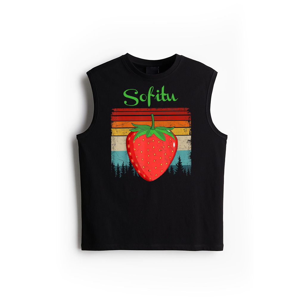 Strawberry Fruit Vintage Distressed Retro Style Strawberry Tank Top