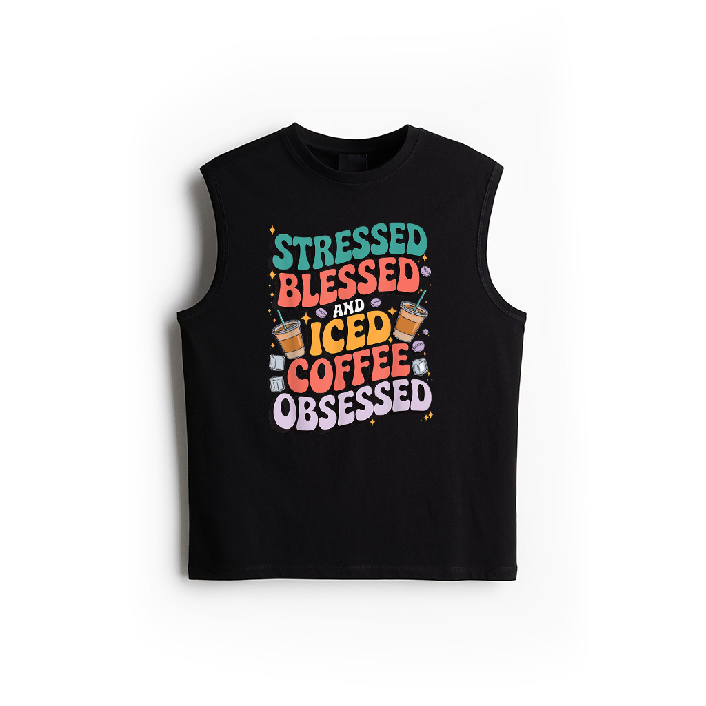 Stressed Blessed And Iced Coffee Obsessed Tank Top