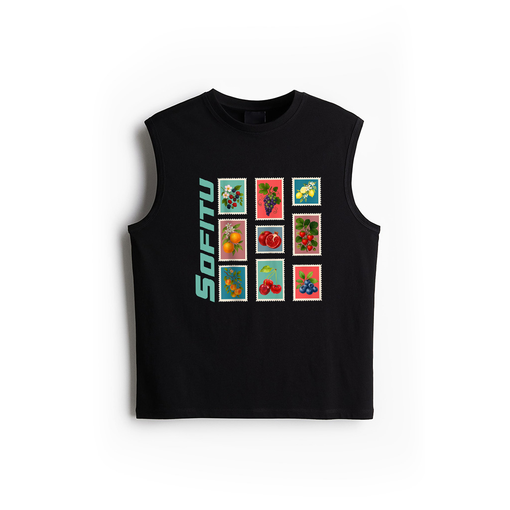 Summer Fruit Stamp Vintage Fruit Postage Stamp Botanical Art Tank Top