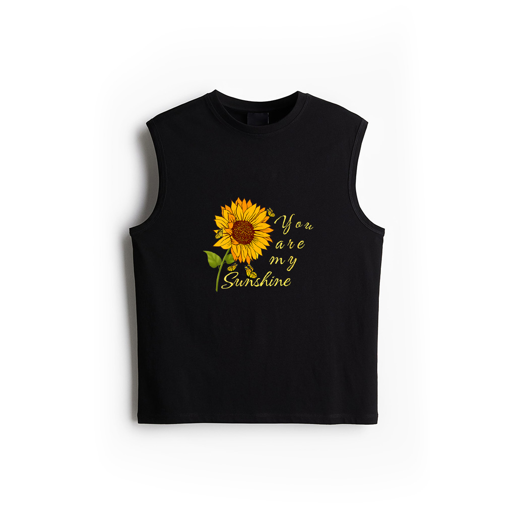 Summer You Are My Sunshine Sunflower Butterfly V Neck Tank Top