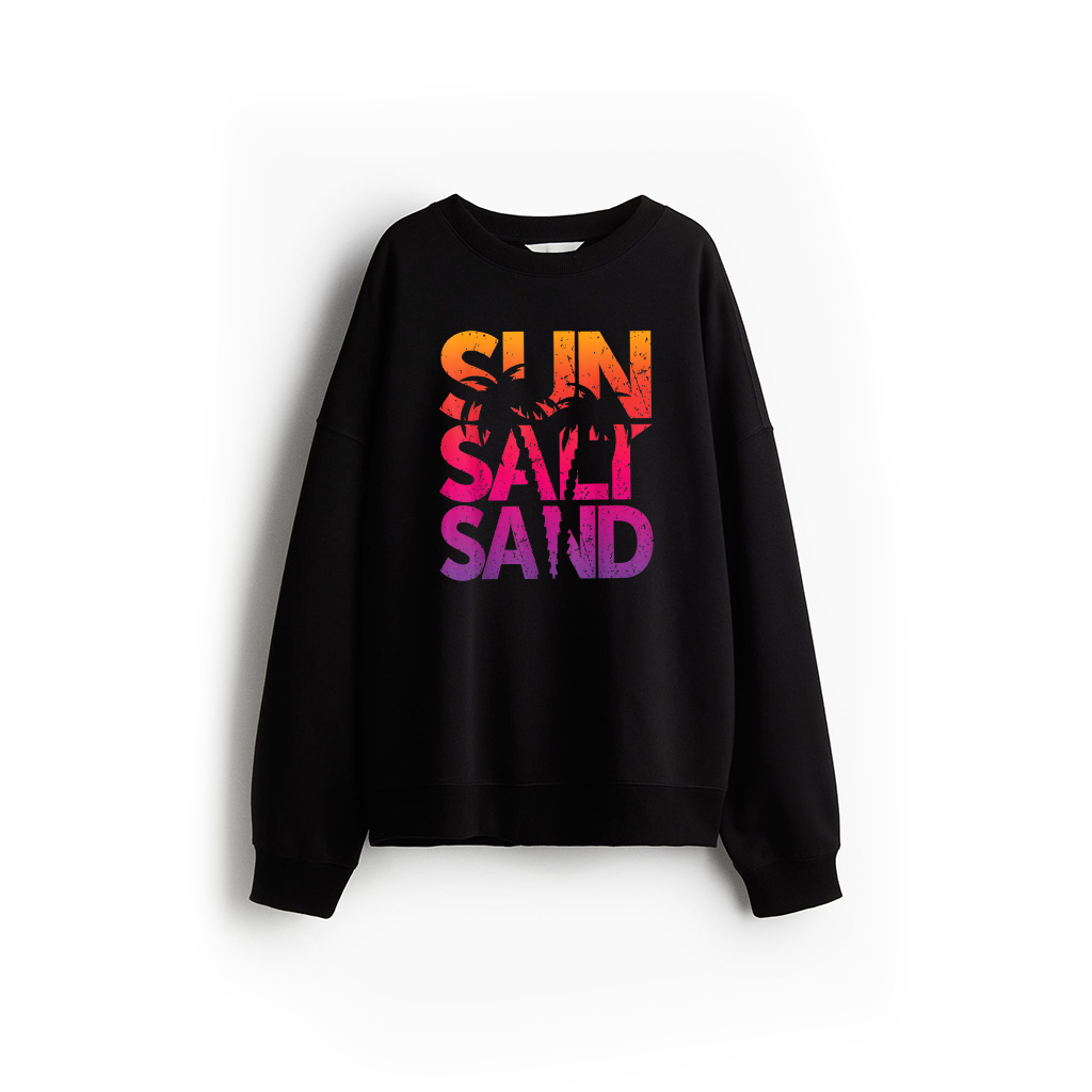 Sun Salt Sand Summer Beach Vibes Vacation Palm Tree Retro Sweatshirt