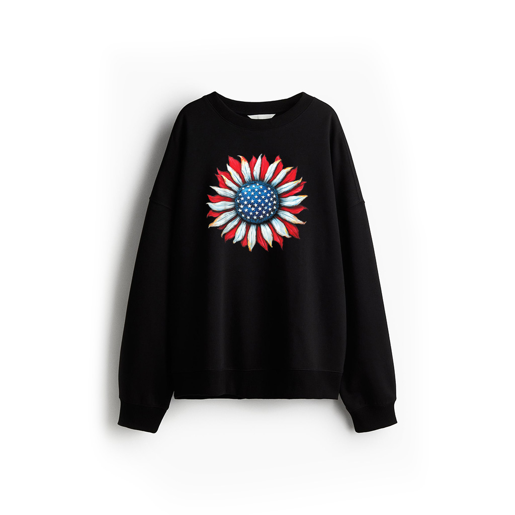Sunflower American Flag 4Th Of July Merica USA Sweatshirt