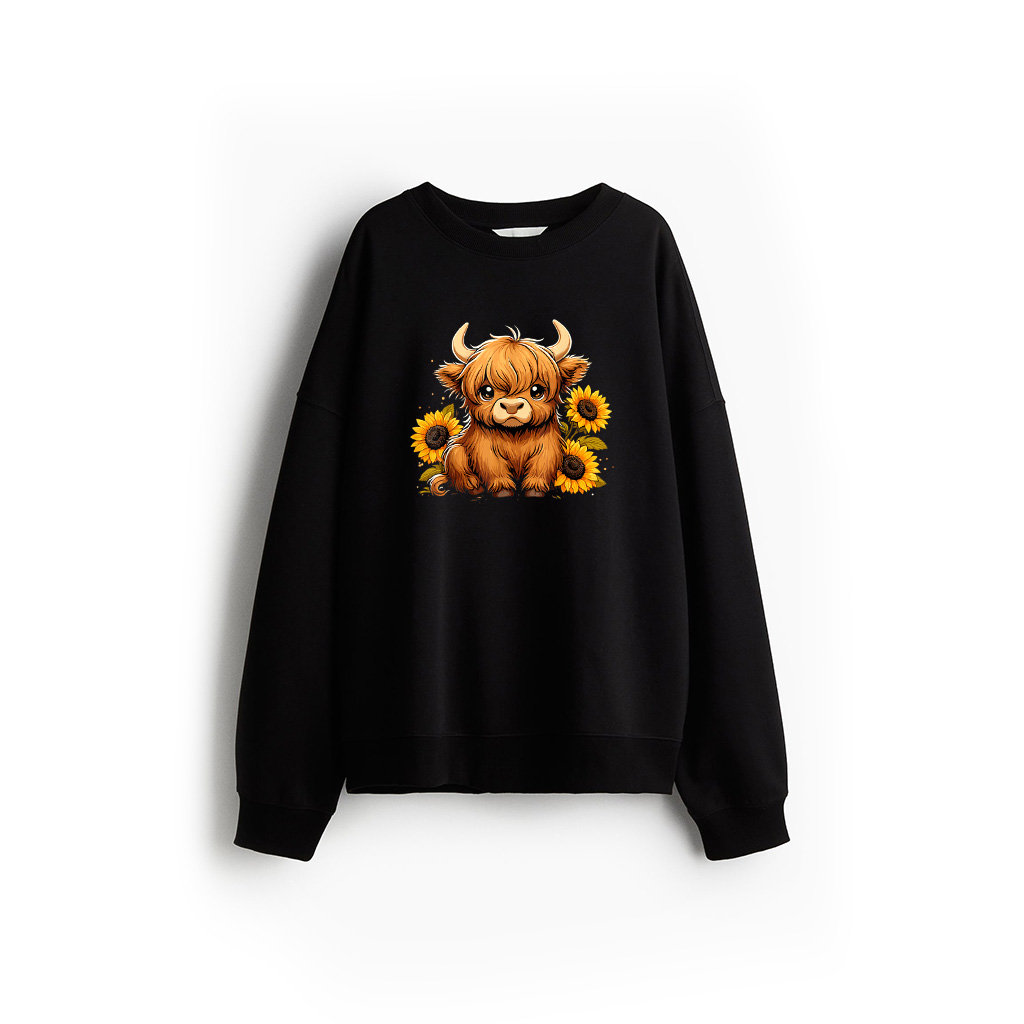 Sunflower Highland Cow Farm Sweatshirt