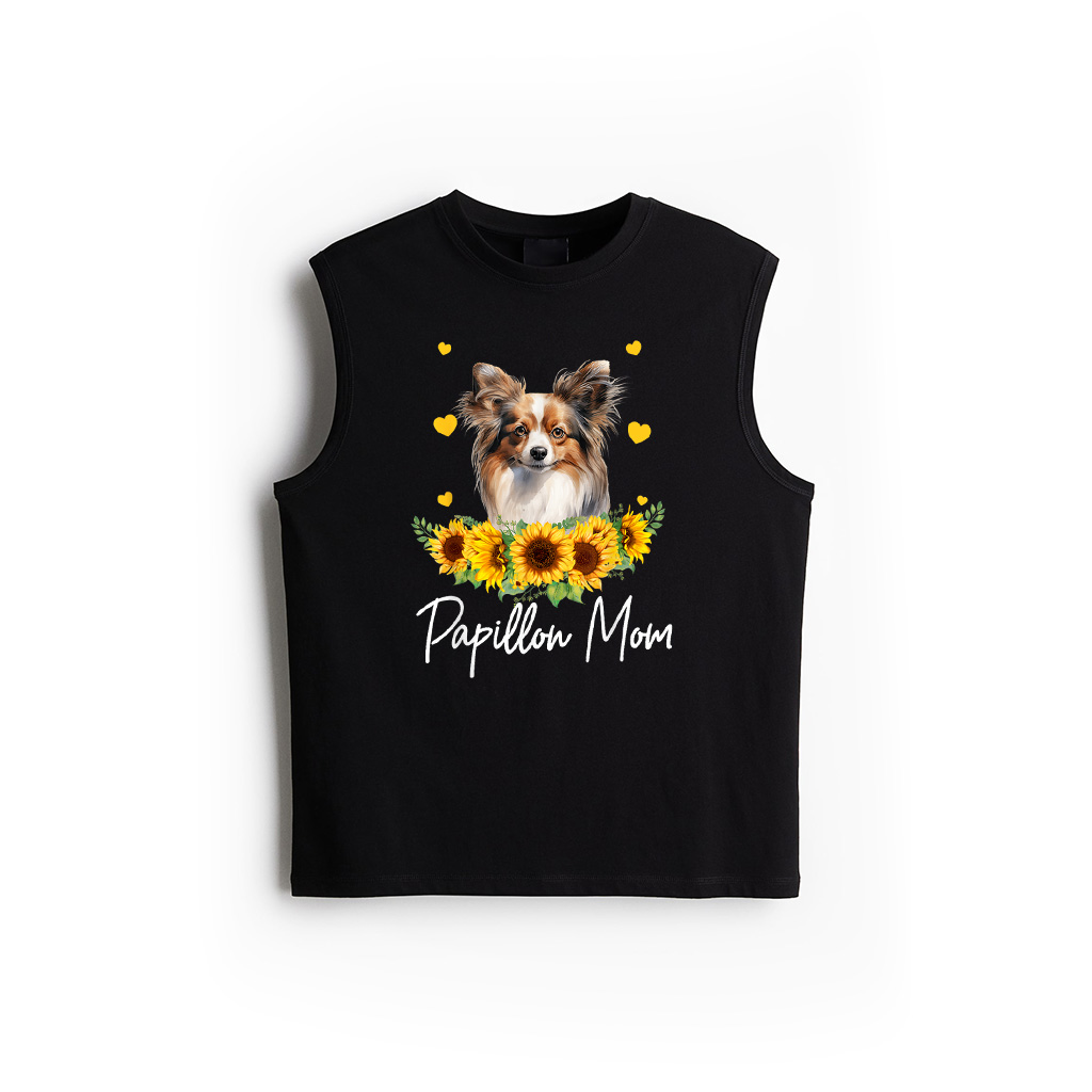 Sunflower Papillon Mom Dog Lover Tank Top