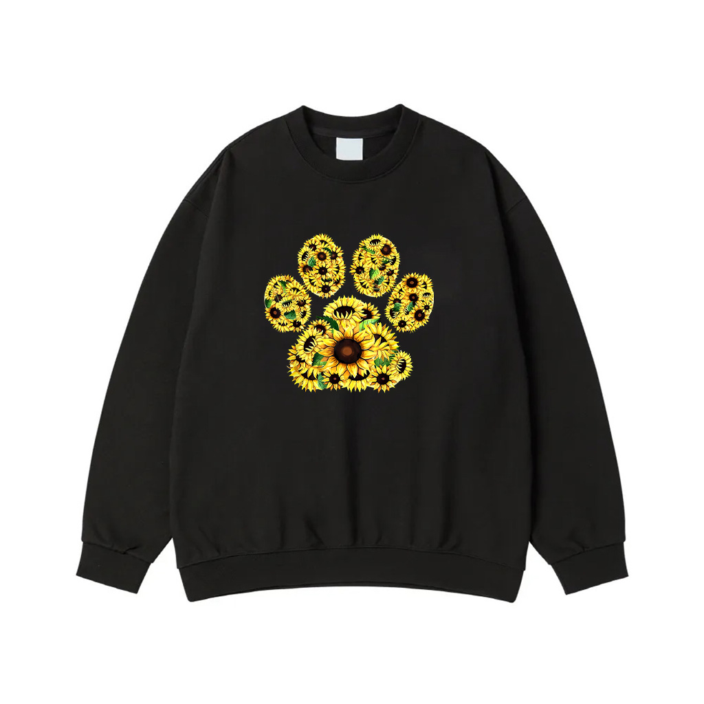 Sunflower Paw Print Dog Lovers Puppy Dog Mom Sweatshirt