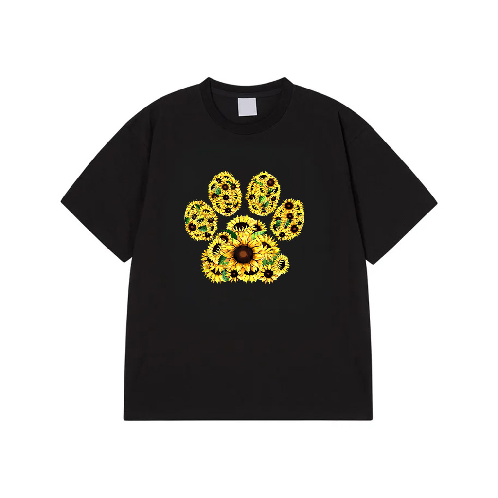 Sunflower Paw Print Dog Lovers Puppy Dog Mom T-Shirt