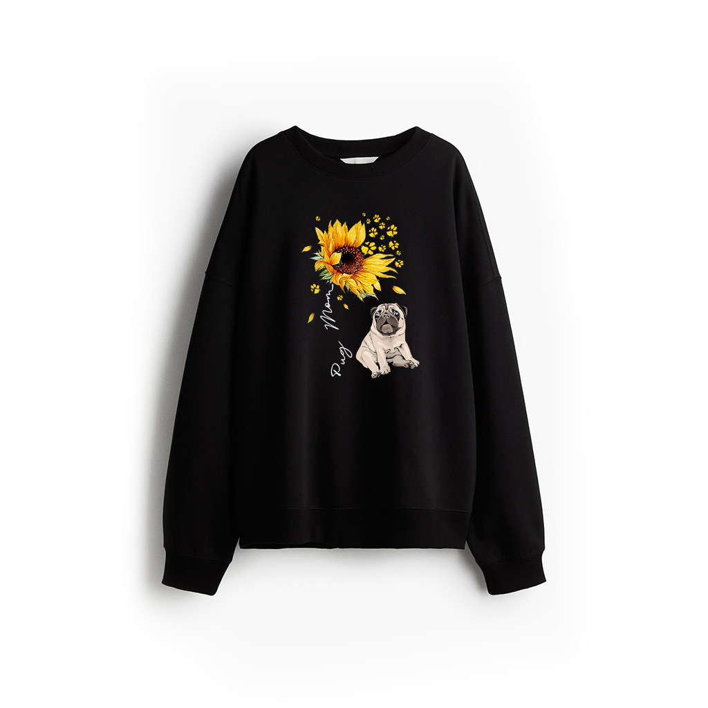 Sunflower Pug Mom Dog Lover Gifts Sweatshirt
