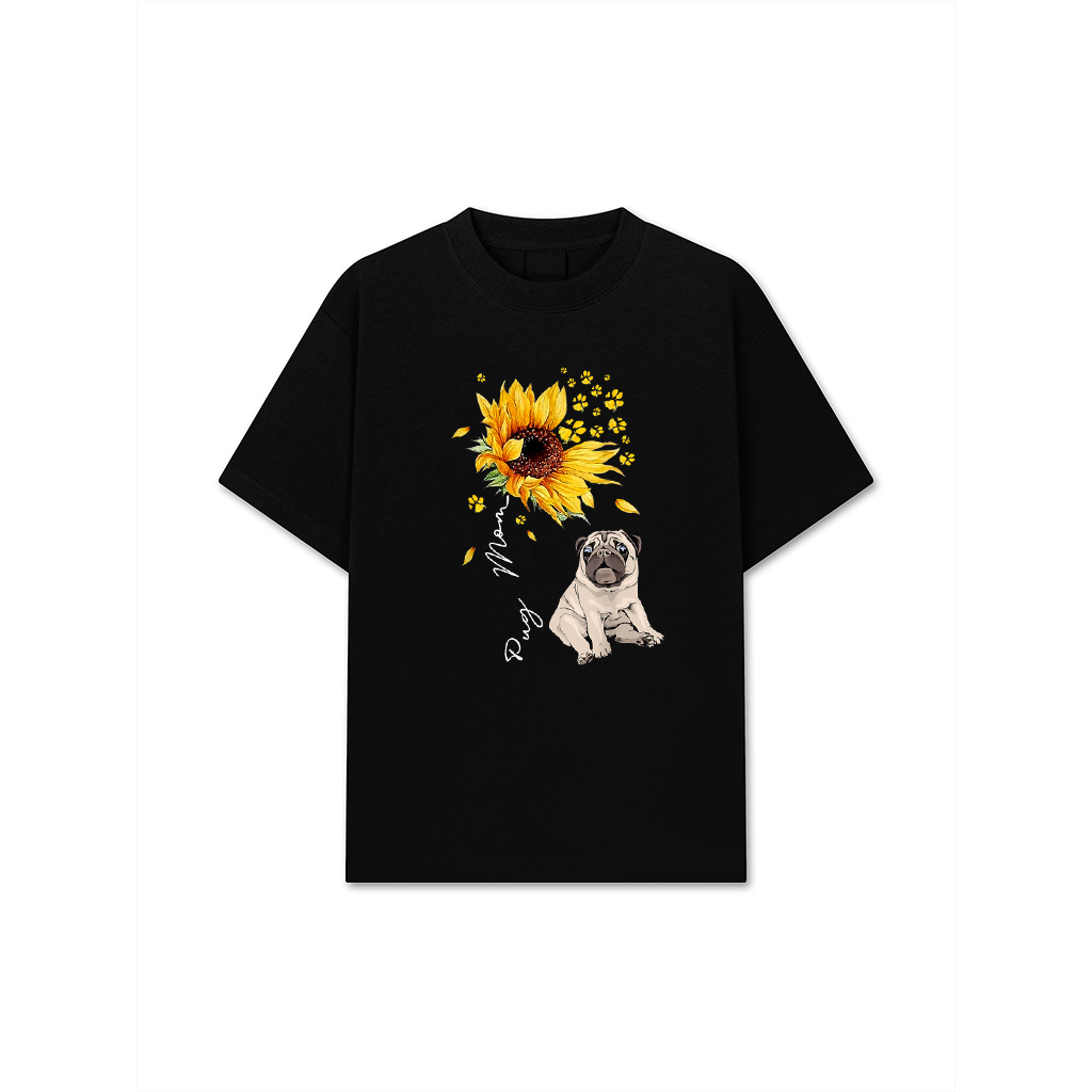 Sunflower Pug Mom Dog Lover Gifts T-Shirt