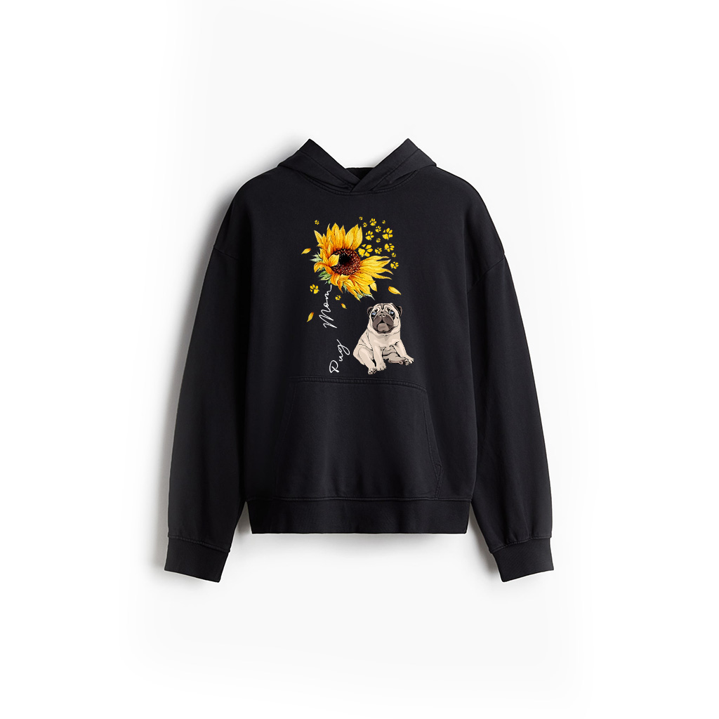 Sunflower Pug Mom Dog Lover Gifts Hoodie