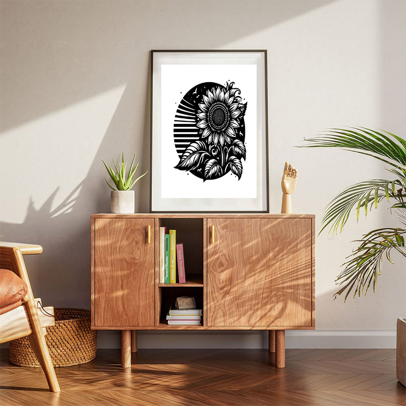 Sunflower Simple Silhouette Symbol Of Floral Design Simple Graphic Poster