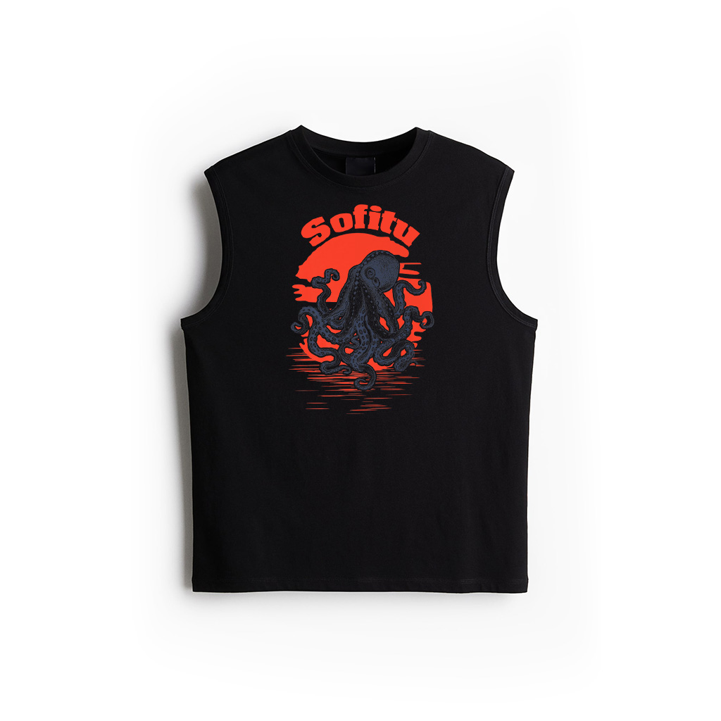 Sunrise Octopus Throwback Retro Vintage Surfer Premium Tank Top