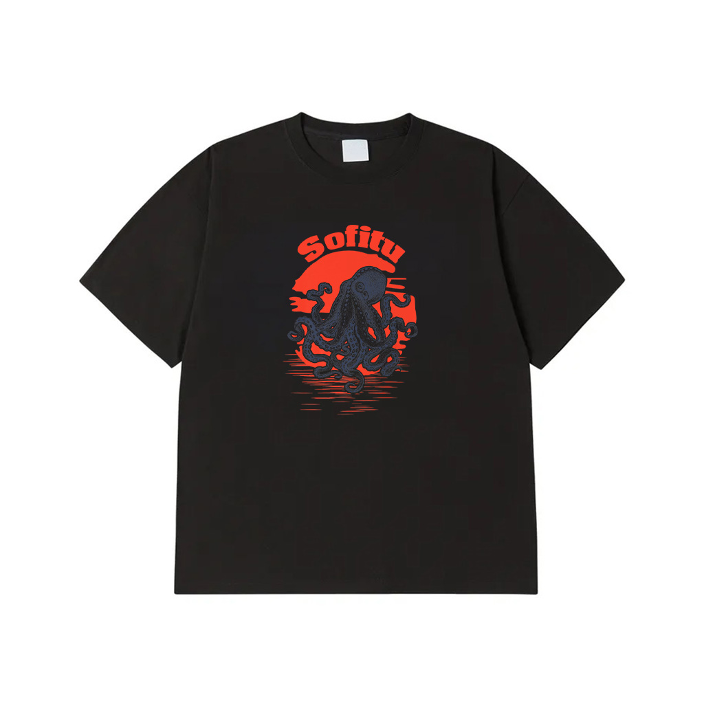 Sunrise Octopus Throwback Retro Vintage Surfer Premium T-Shirt