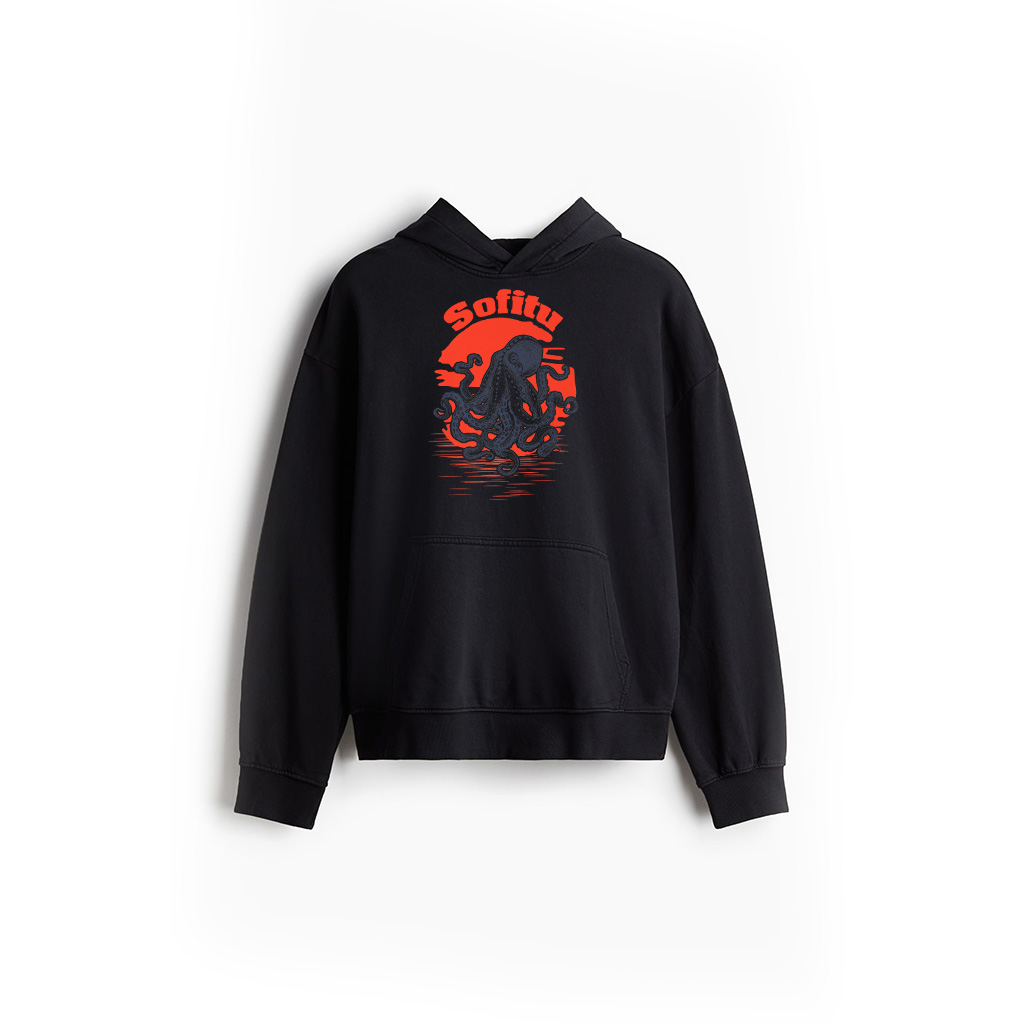 Sunrise Octopus Throwback Retro Vintage Surfer Premium Hoodie