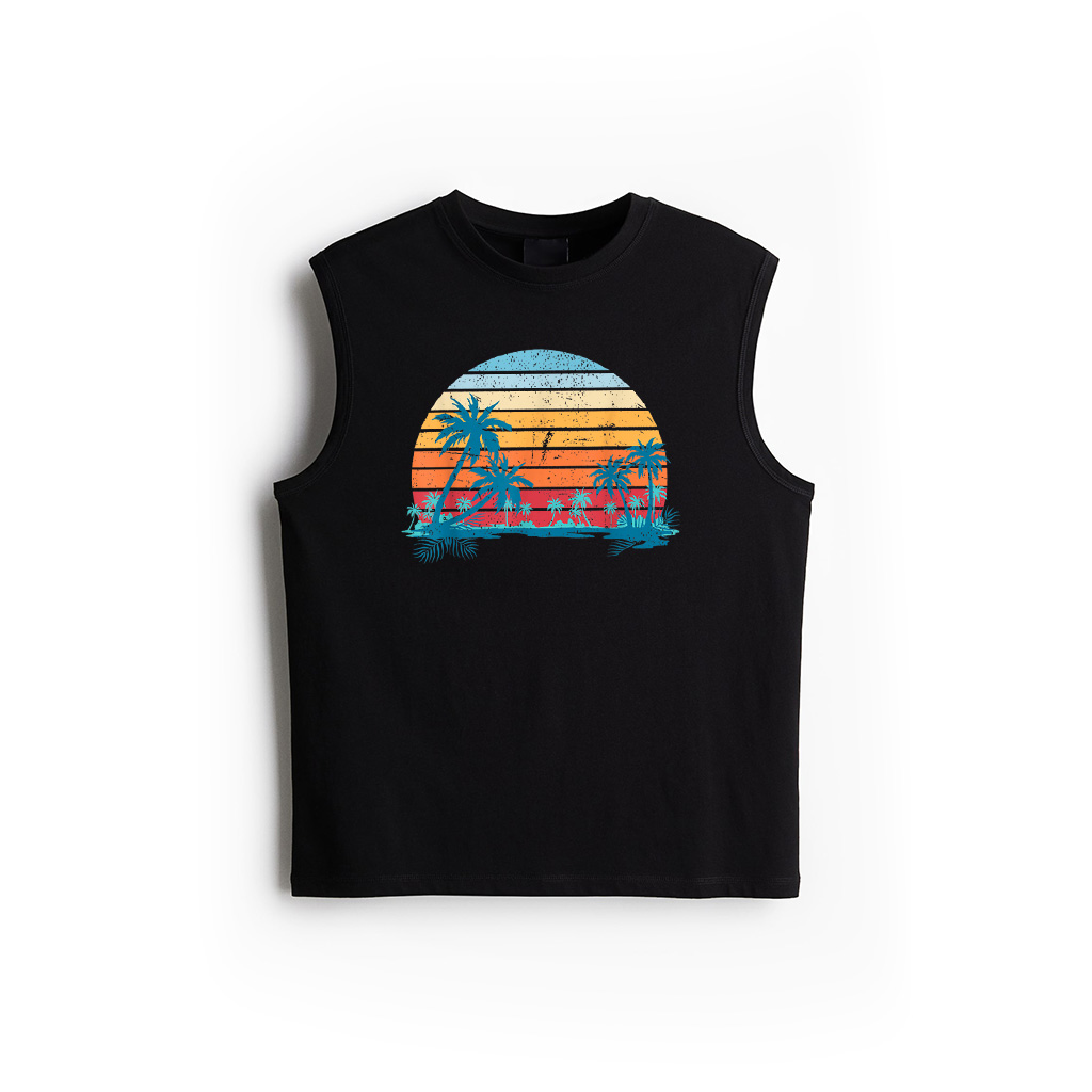 Sunset Beach Palms Summer Vibes Retro Tropical Summer Tank Top