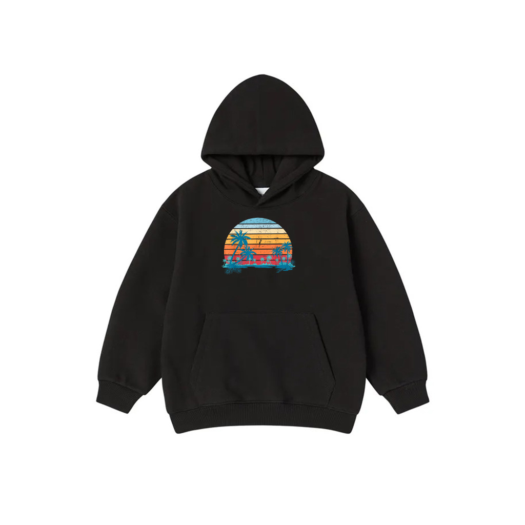 Sunset Beach Palms Summer Vibes Retro Tropical Summer Hoodie