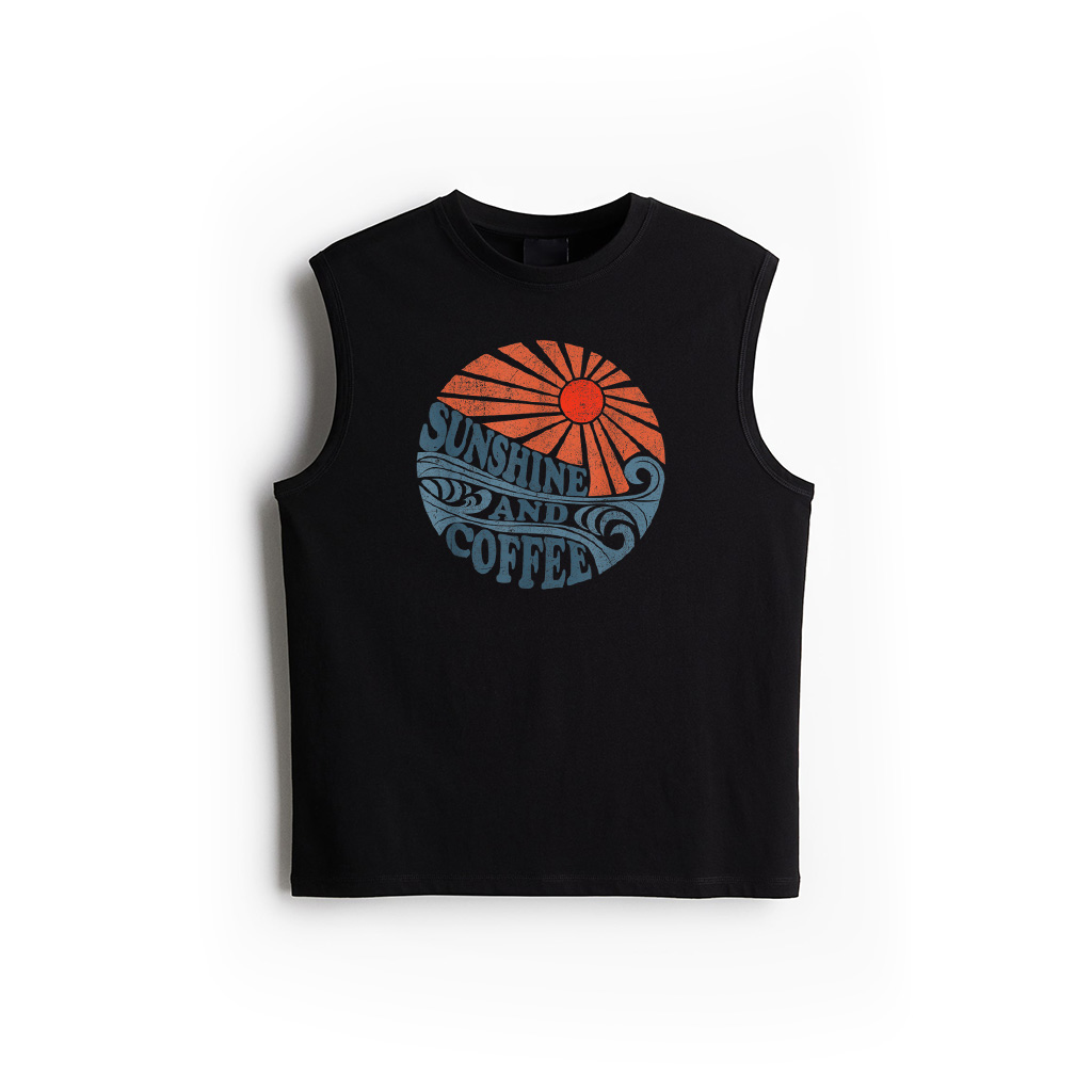 Sunshine And Coffee Funny Retro 70'S Vintage Beach Vacation Tank Top