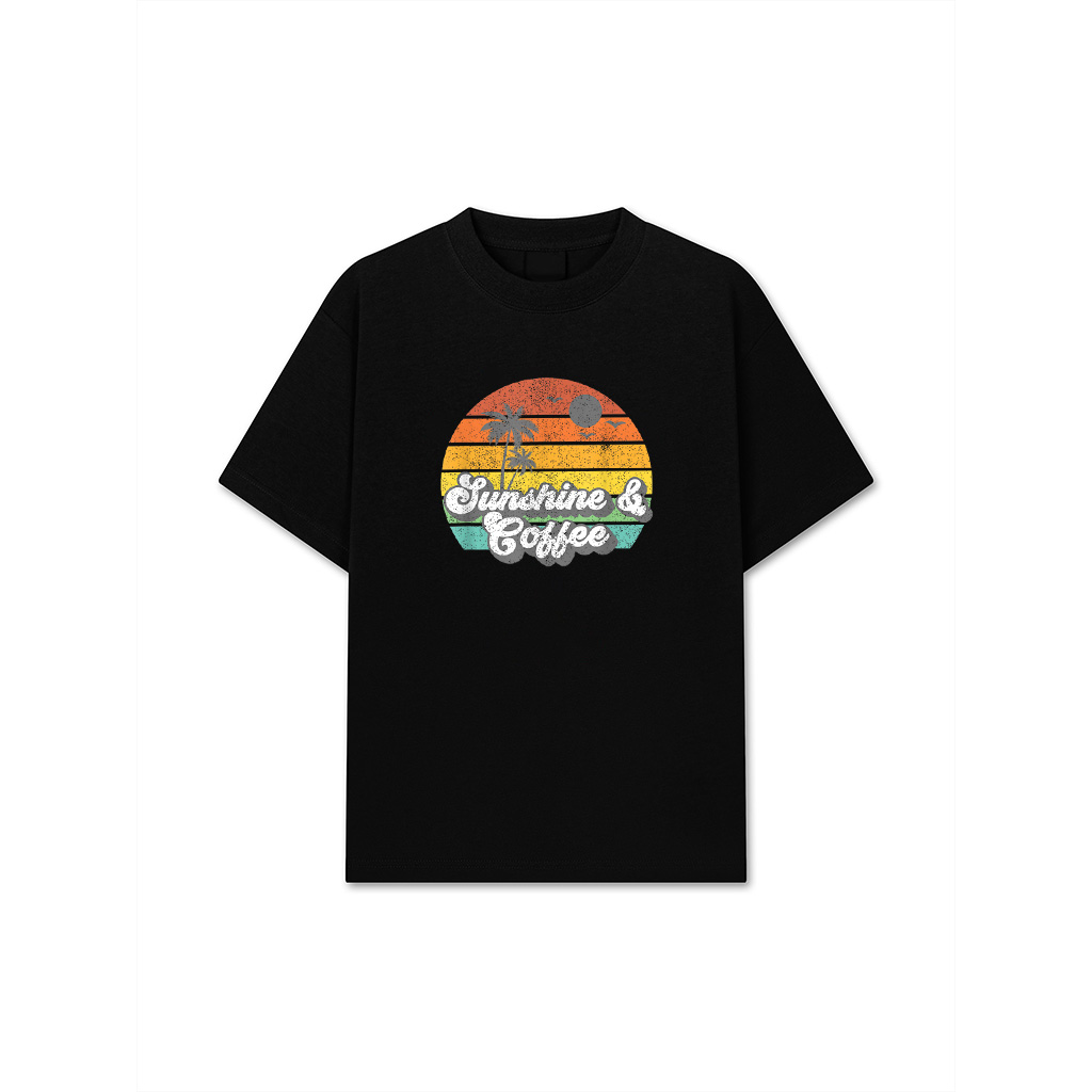 Sunshine And Coffee Retro Vacation Summer Quote T-Shirt