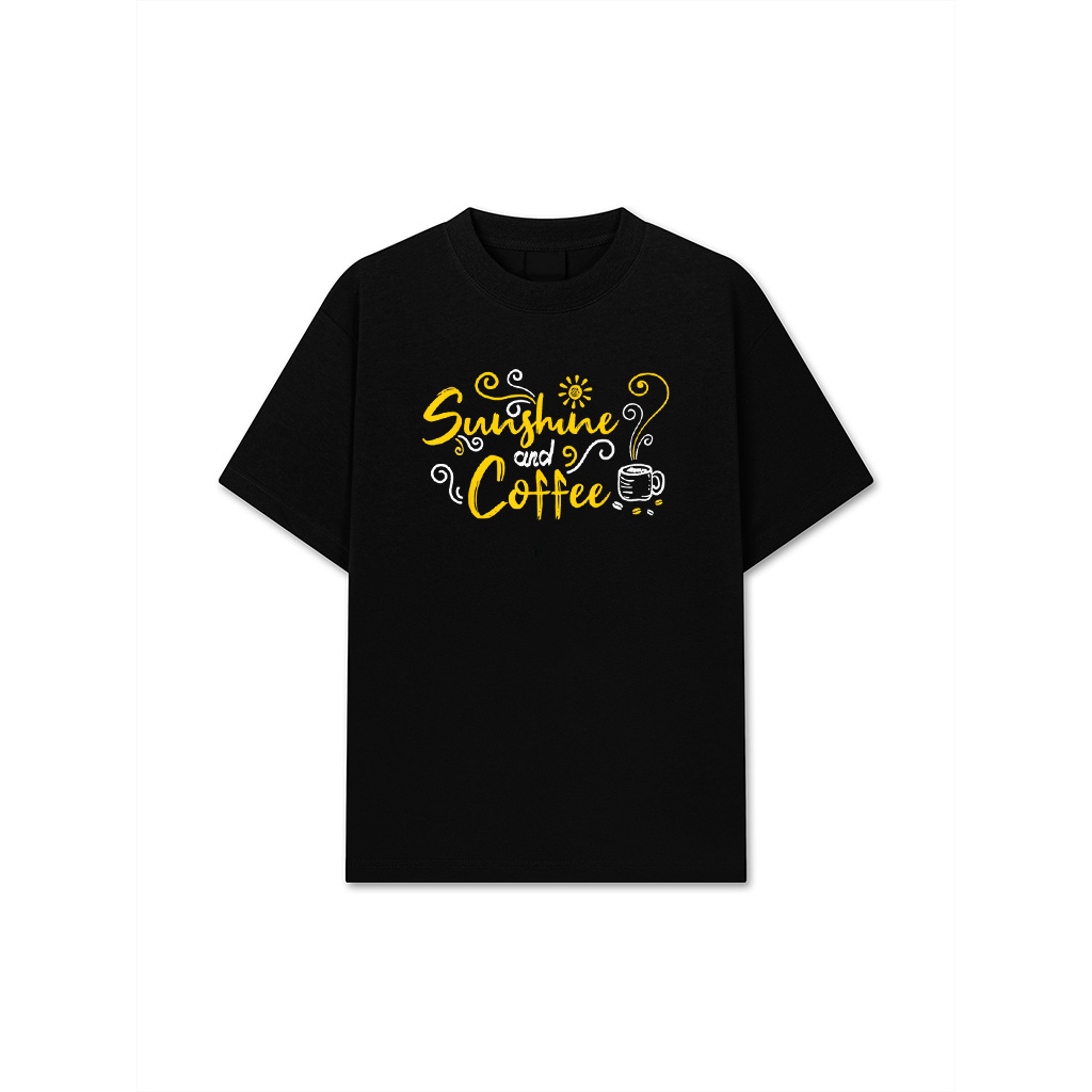 Sunshine And Coffee Summer Lover Doodle Design T-Shirt