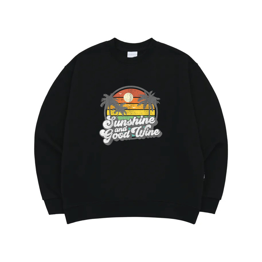 Sunshine And Good Wine Beach Retro 70S Vintage Vacation Gift Sweatshirt
