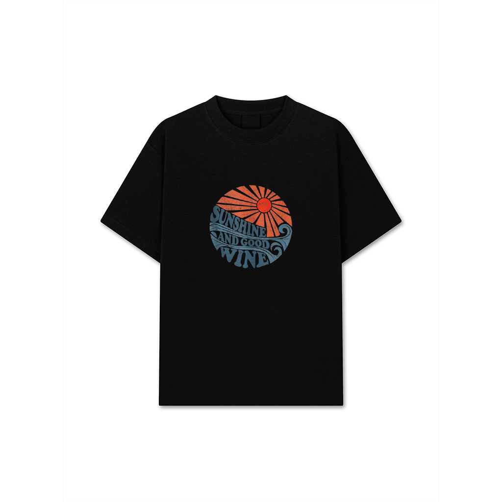 Sunshine And Good Wine Funny Retro 70'S Vintage Beach T-Shirt