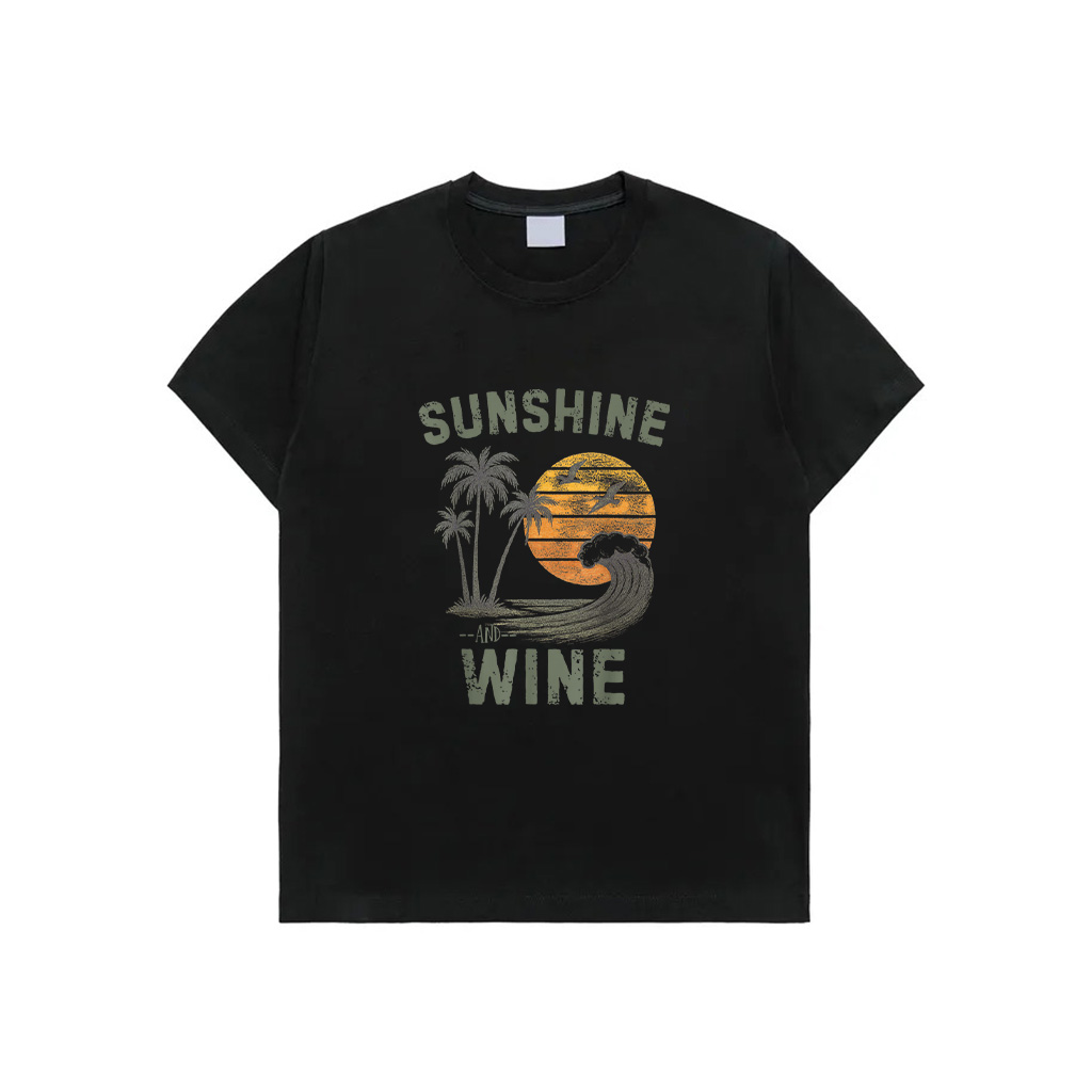 Sunshine And Wine Summer Vintage Funny Party Beach Summer T-Shirt