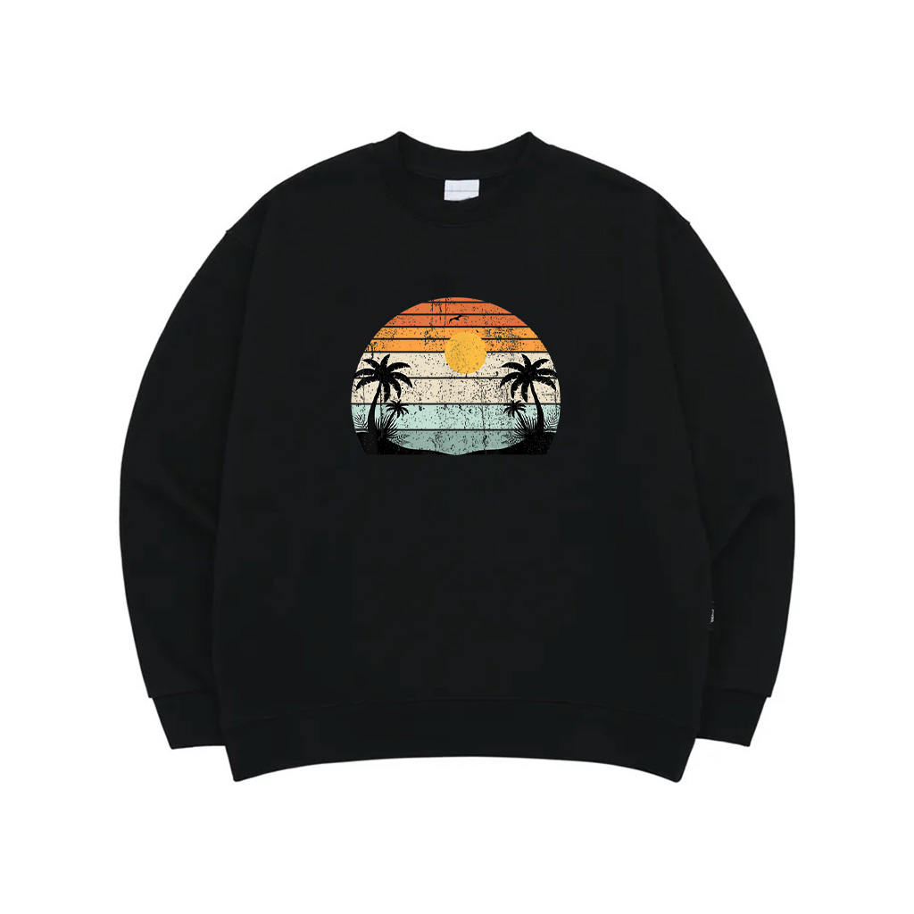 Sunshine Summer Vibes Palm Trees Beach Retro Tropical Summer Sweatshirt