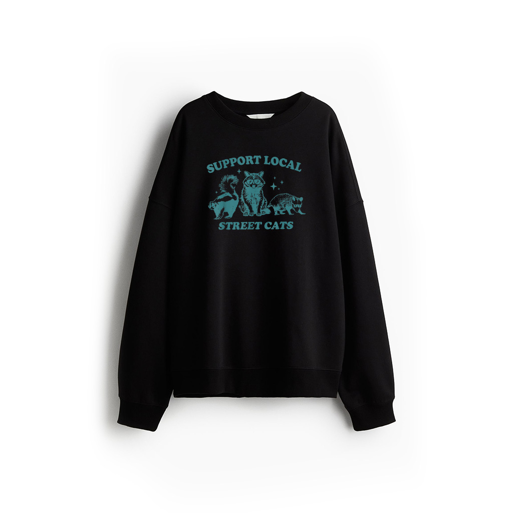Support Local Street Cat Funny Vintage Raccoon Opossum Skunk Sweatshirt 21-07-2025