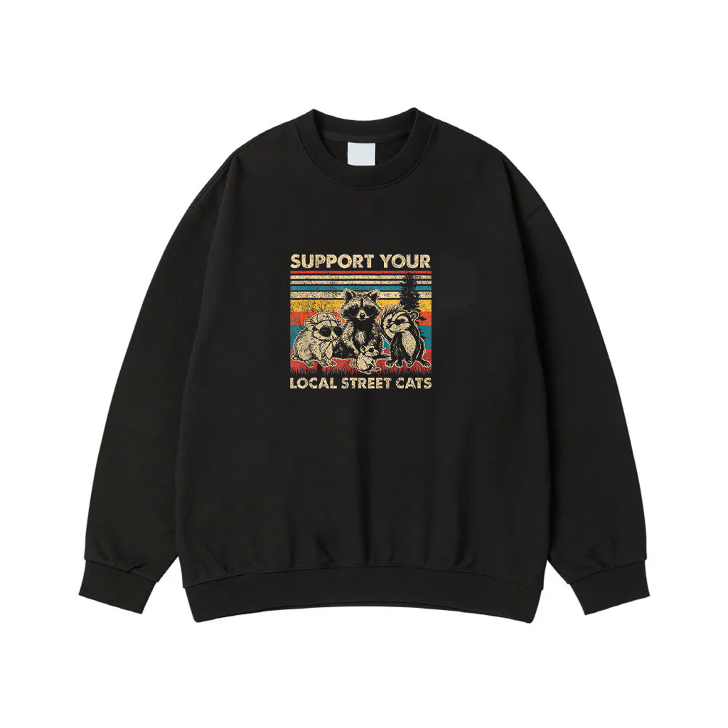 Support Local Street Cats Team Trash Opossum Raccoon Rat Sweatshirt