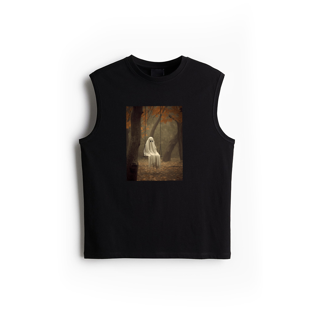 Swinging Ghost On A Swing Forest Vintage Victorian Horror Tank Top
