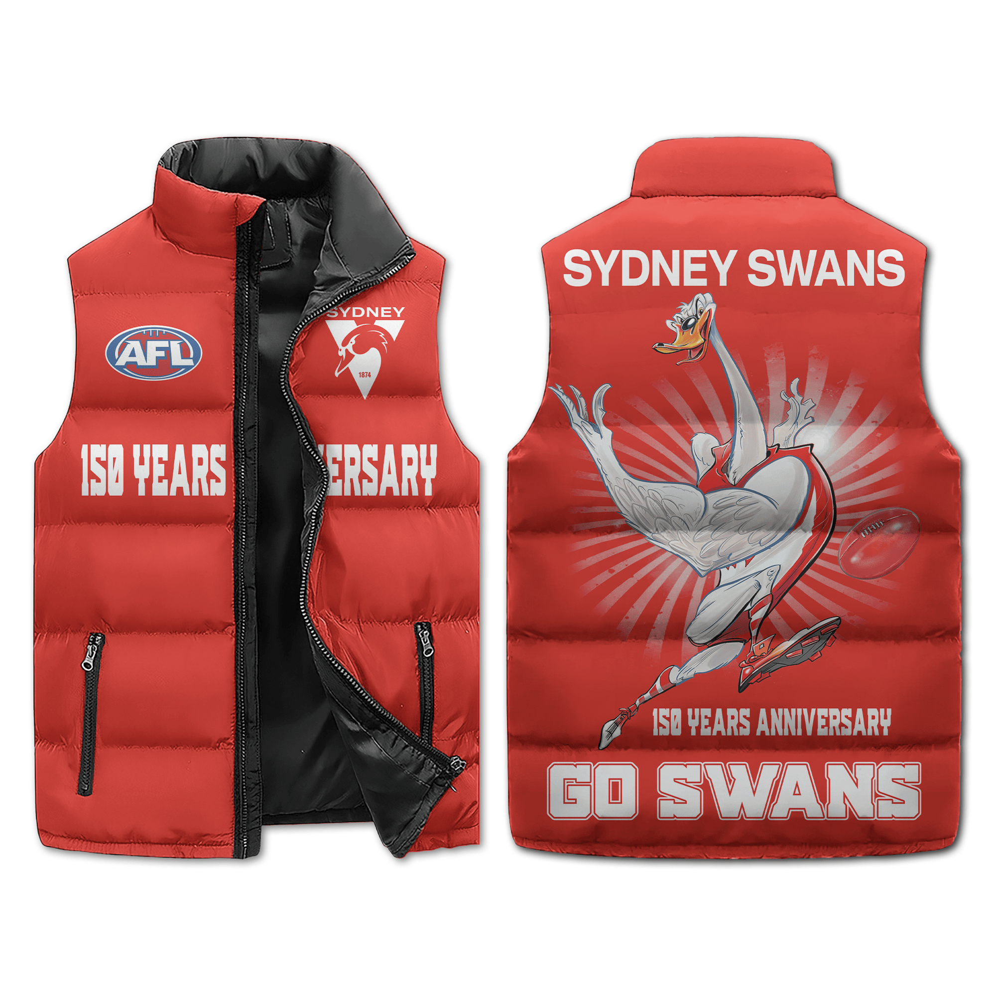 Sydney Swans AFL Sleeveless Puffer Jacket