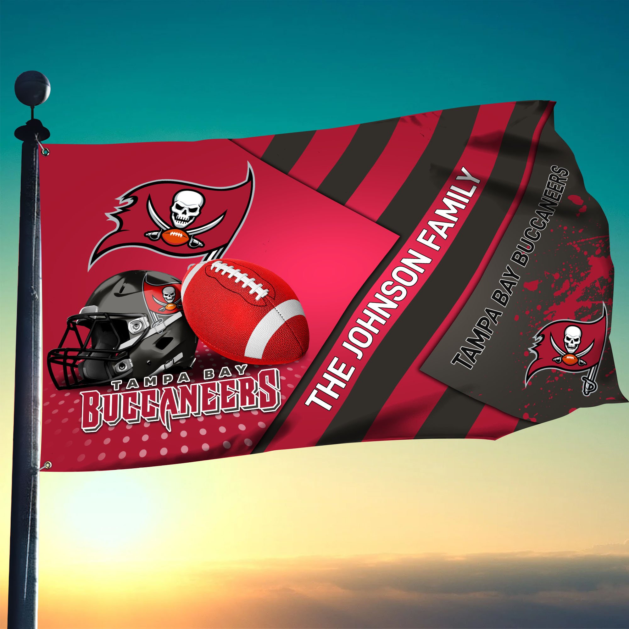 Tampa Bay Buccaneers Flag 3X5ft 4X6ft Custom Your Family Name, Sport Team Flag, Sport Gifts