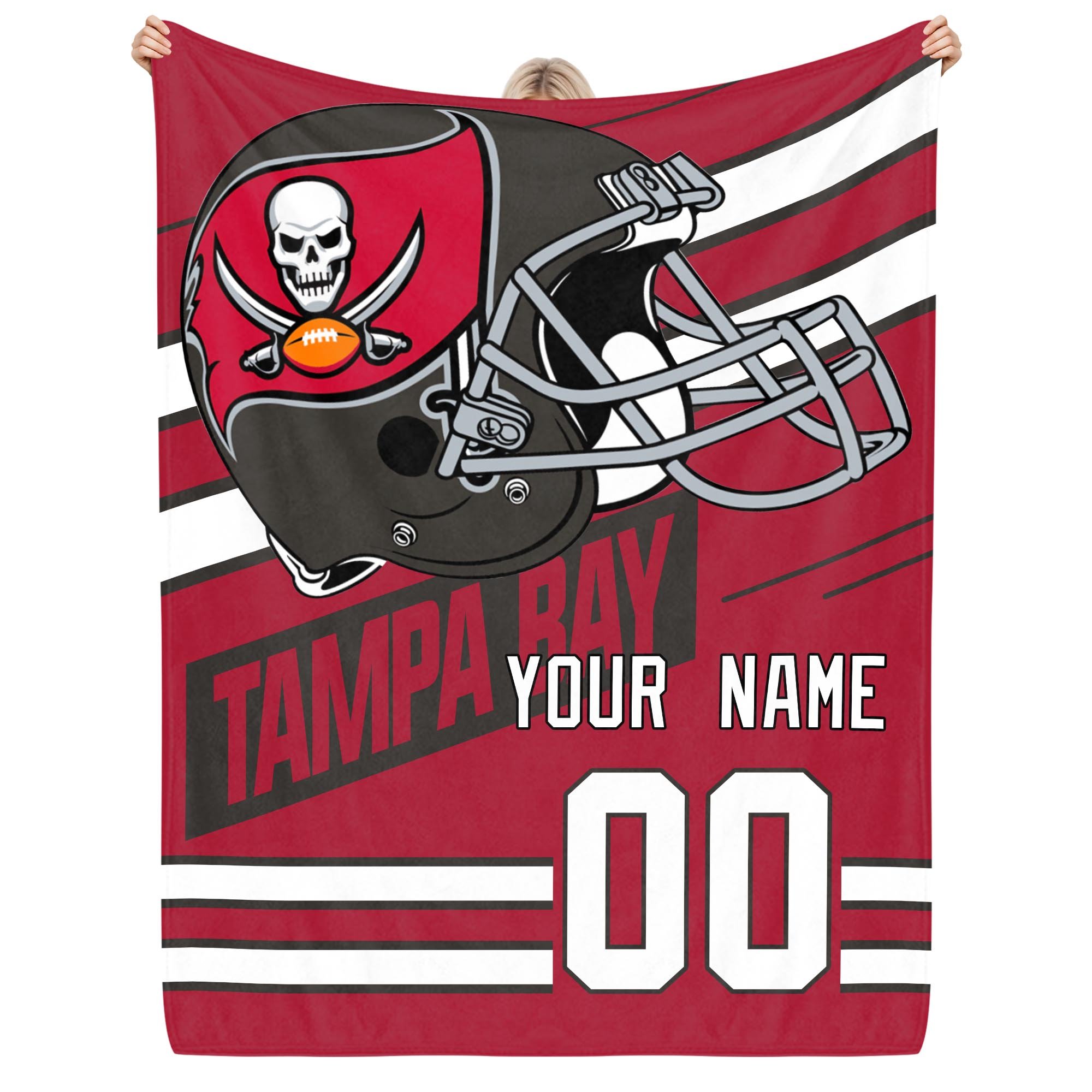 Tampa Bay Buccaneers Fleece Blanket Custom Name And Number, Sport Blanket For Fans