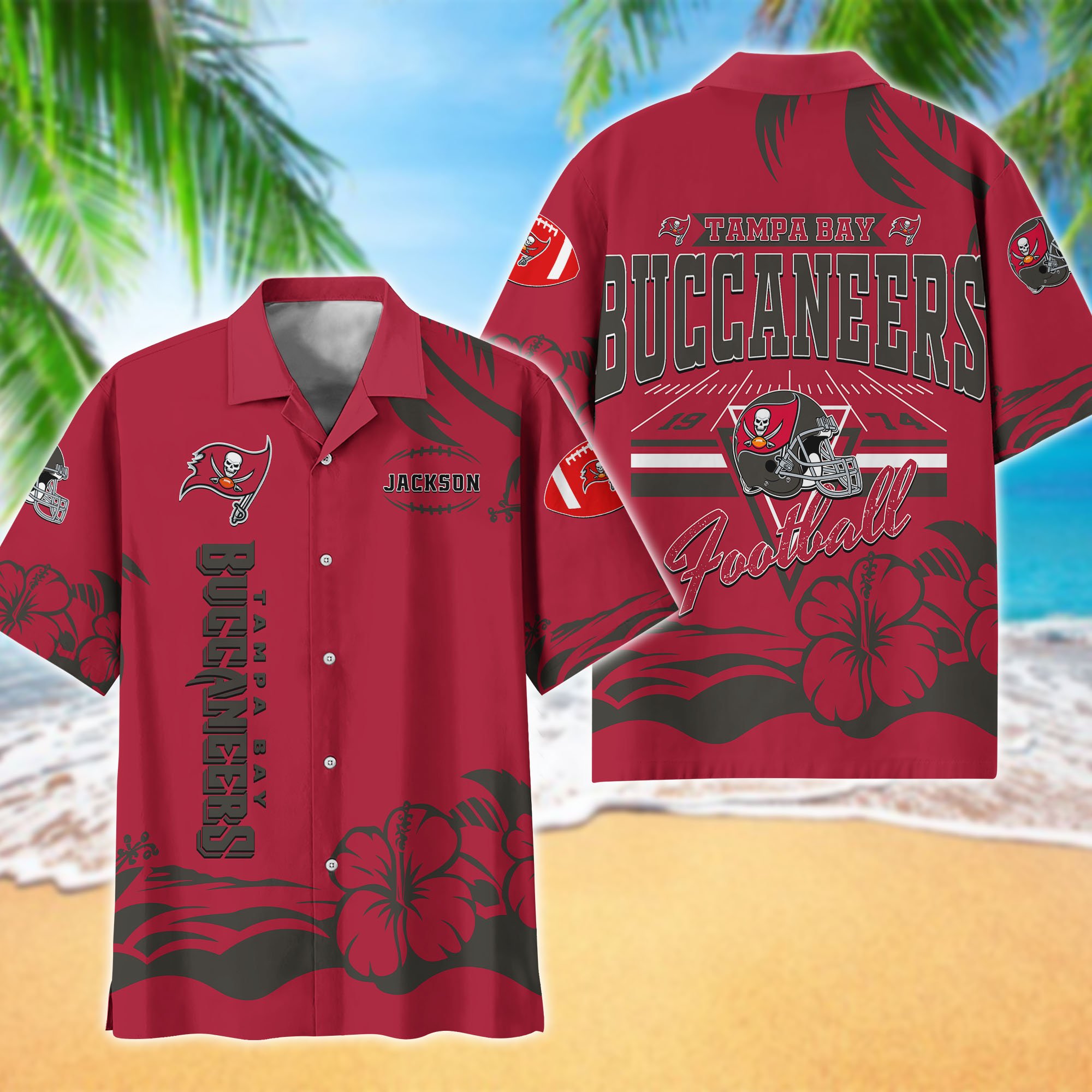Tampa Bay Buccaneers Hawaiian Shirt Personalized Your Name, Sports Gifts For Fans, Sport Team Hawaii Shirt, Sports Lover Gifts