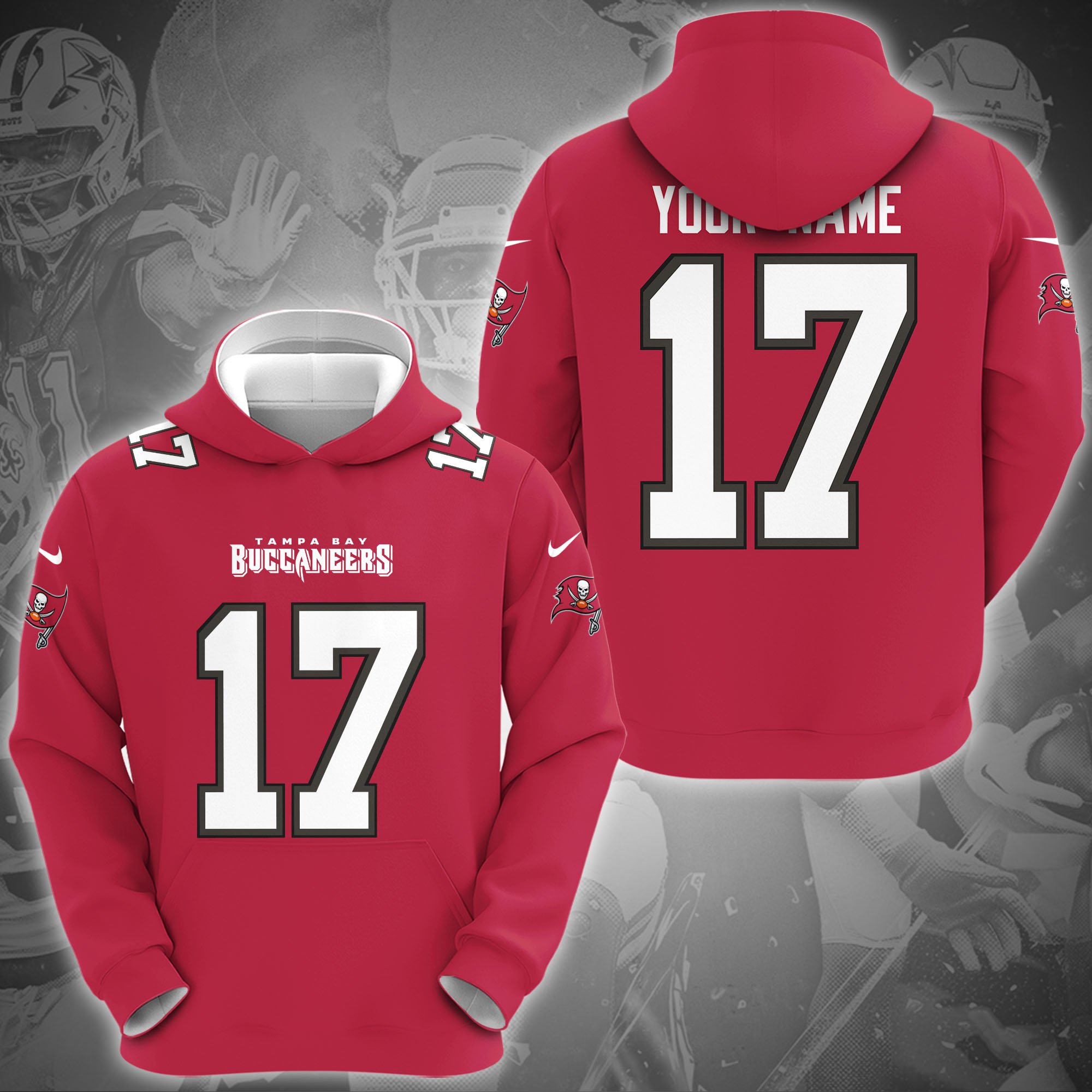 Tampa Bay Buccaneers Hoodie Custom Name And Number, Sport Gifts For Fans