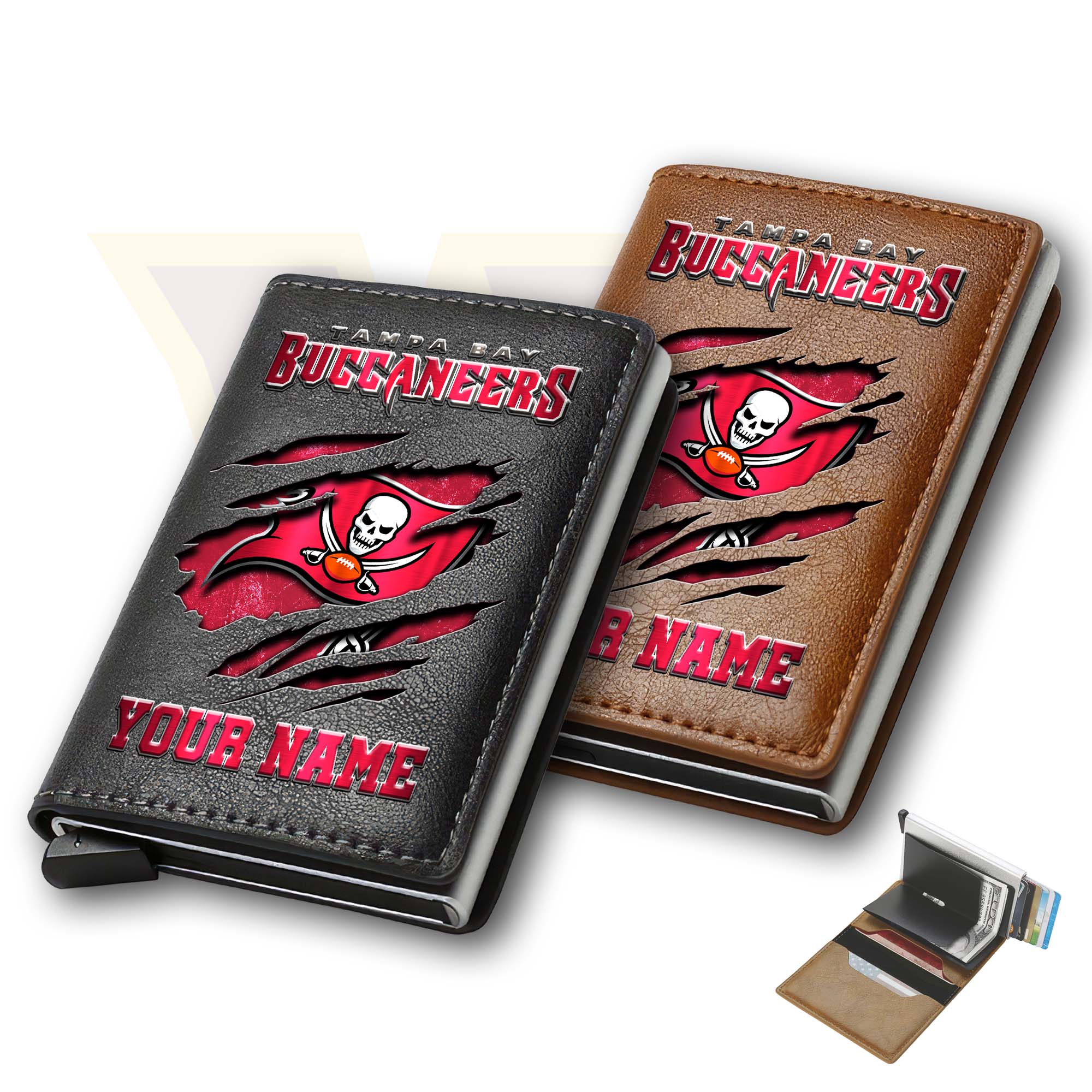 Tampa Bay Buccaneers Men Wallet Custom Your Name, Football Team Men Wallet For Fans, Gifts For Football Lovers
