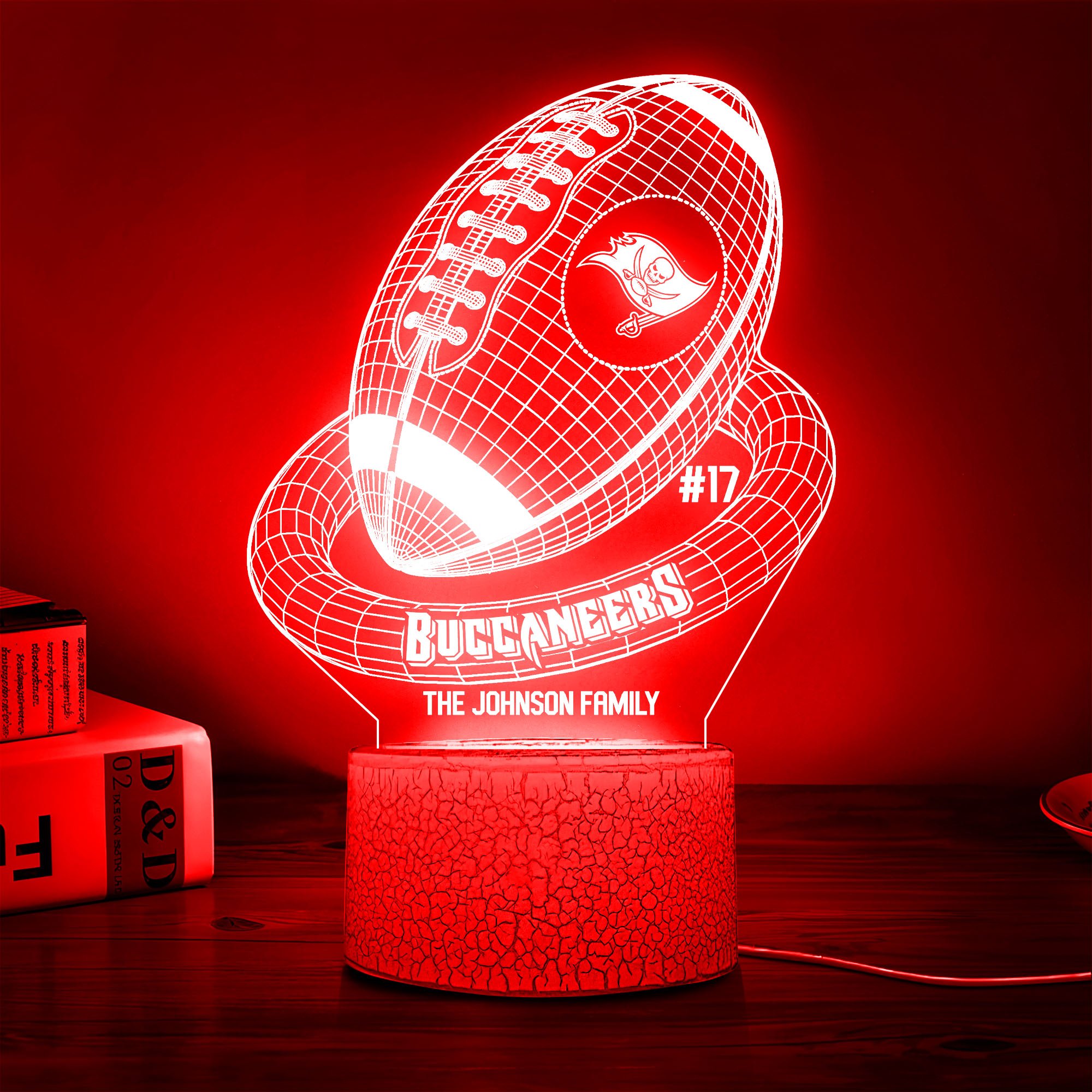 Tampa Bay Buccaneers Sport Team 3D Led Lamps Custom Family Name And Number, Sport Gifts, Sport Home Decor 
