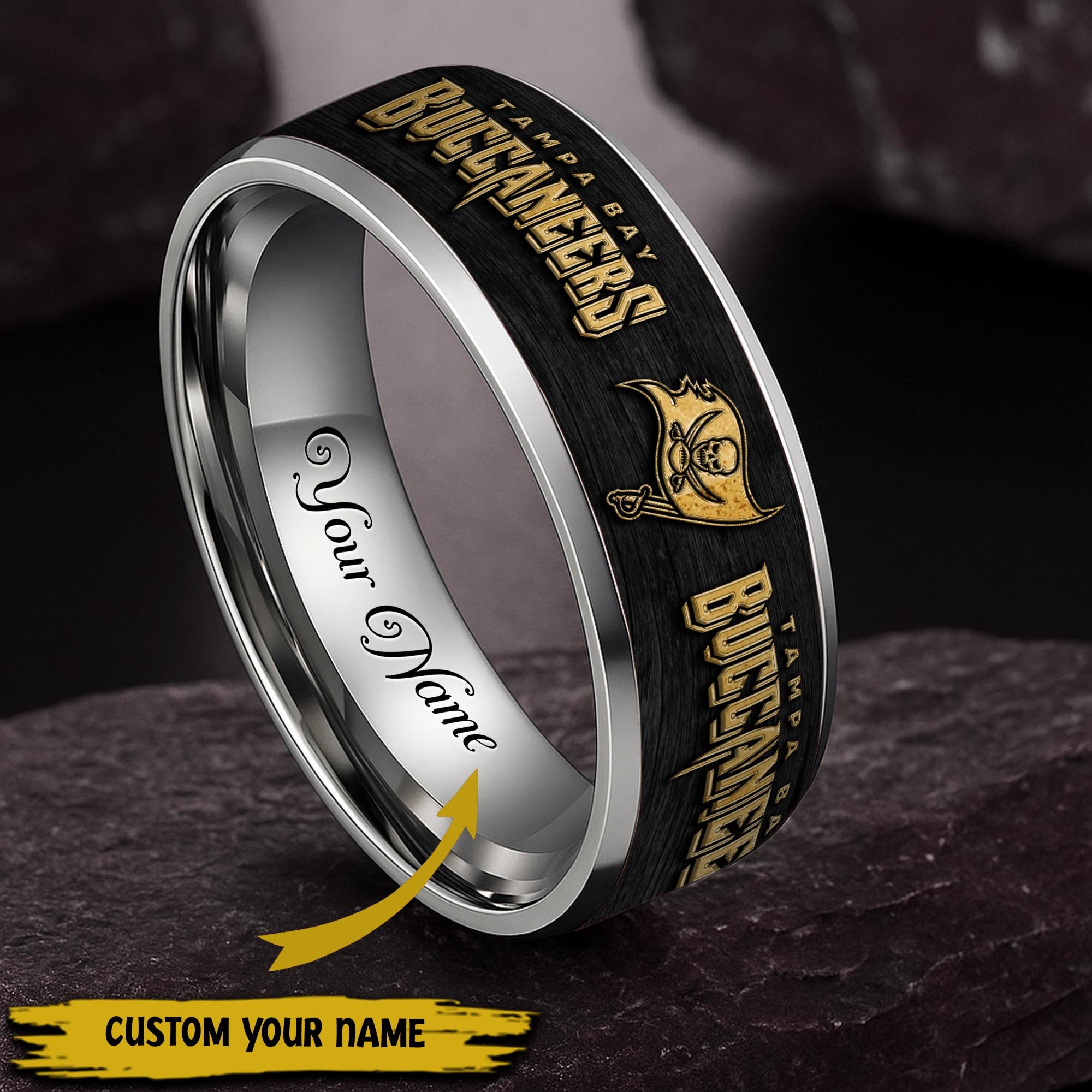 Tampa Bay Buccaneers Stainless Steel Rings Comes With Box Custom Your Name 2025 Versions, Gifts For Fan