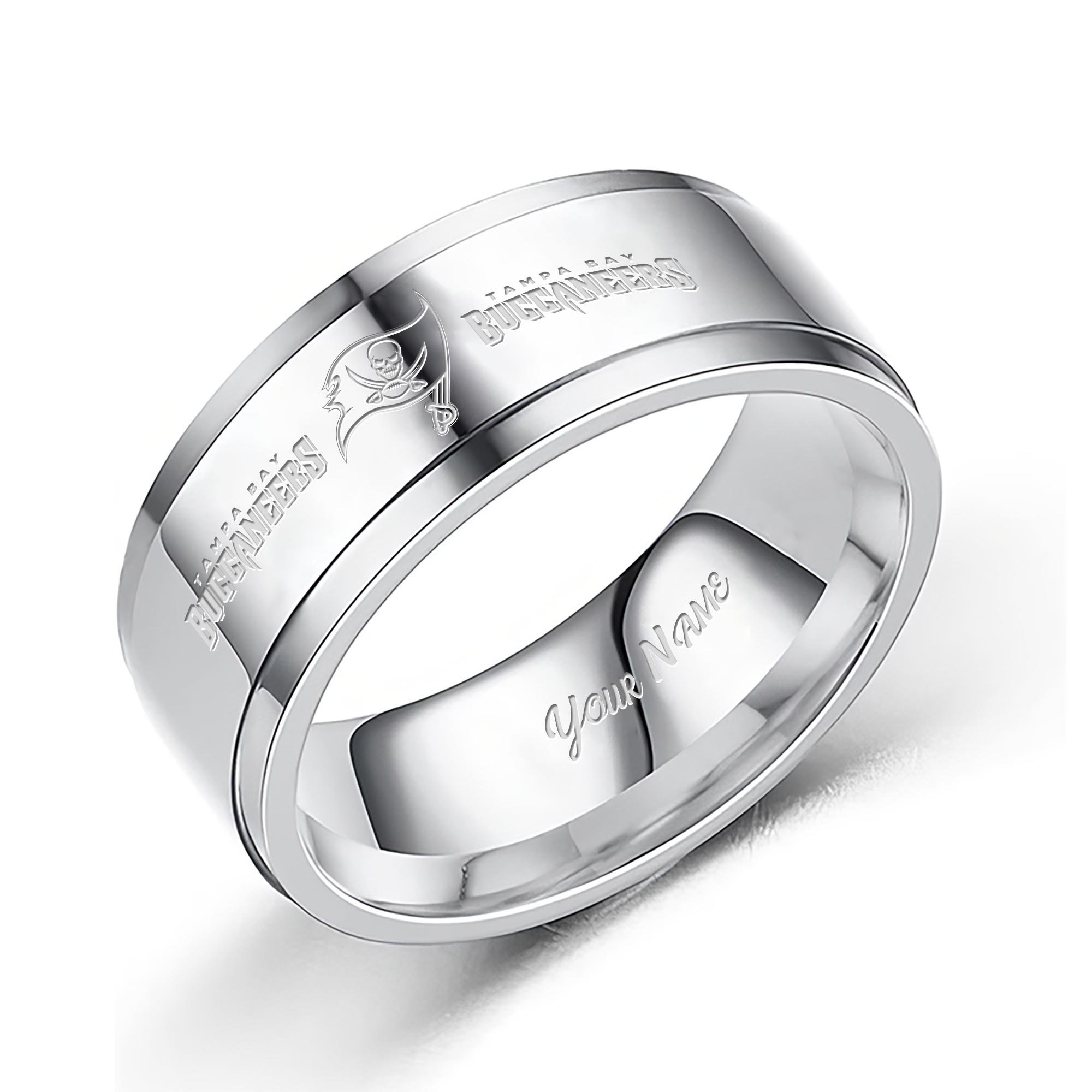 Tampa Bay Buccaneers Stainless Steel Rings Comes With Box Custom Your Name 2025 Versions, Gifts For Fan