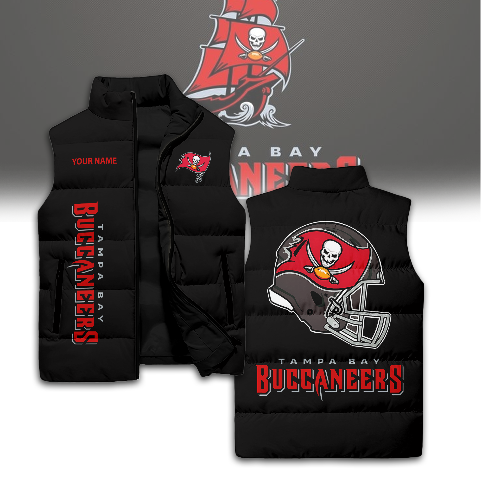 Tampa Bay Buccaneers Style Sleeveless Puffer Jacket