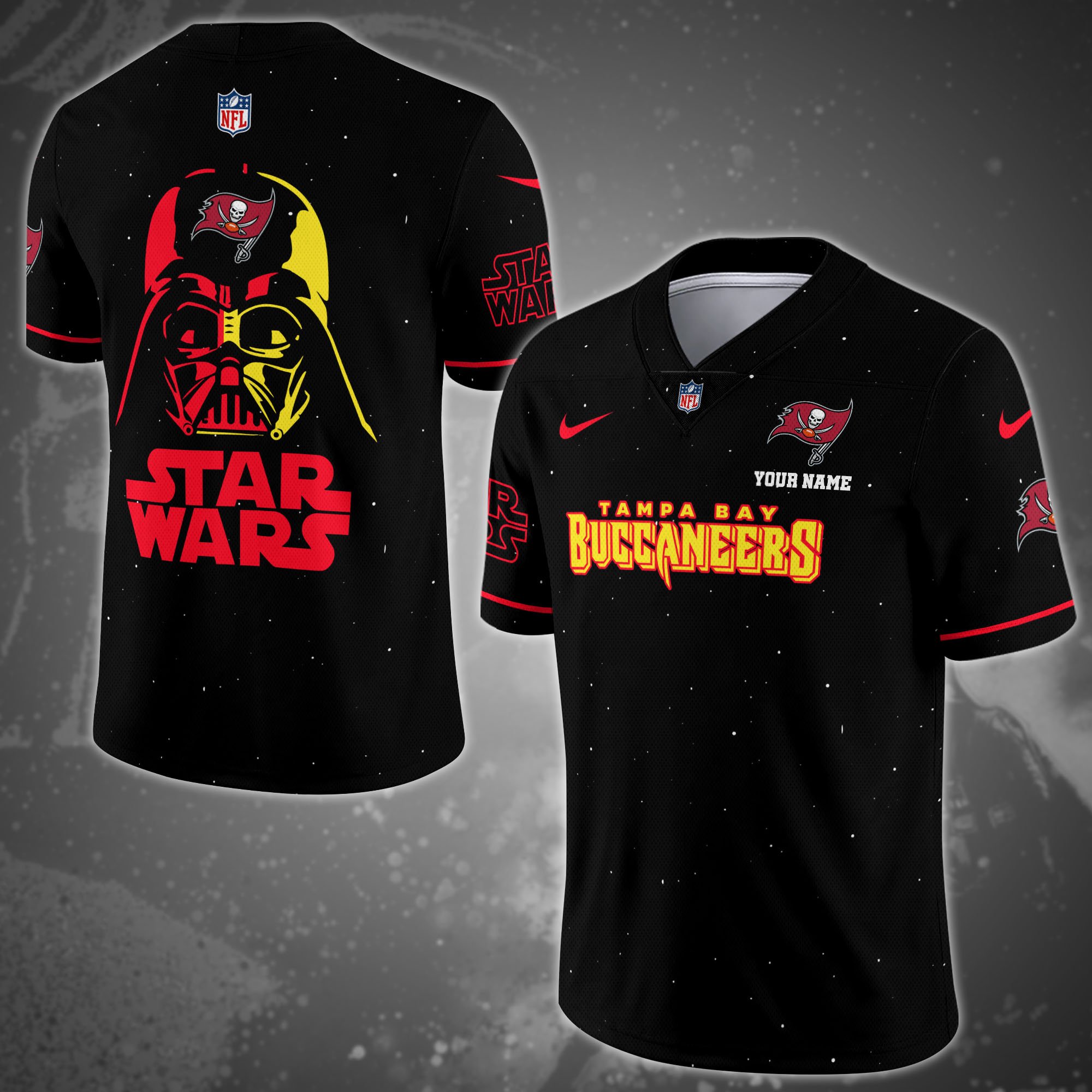 Tampa Bay Buccaneers Team And Star Wars Vneck Football Jersey Custom Name, Sport Shirts, Sport Gifts