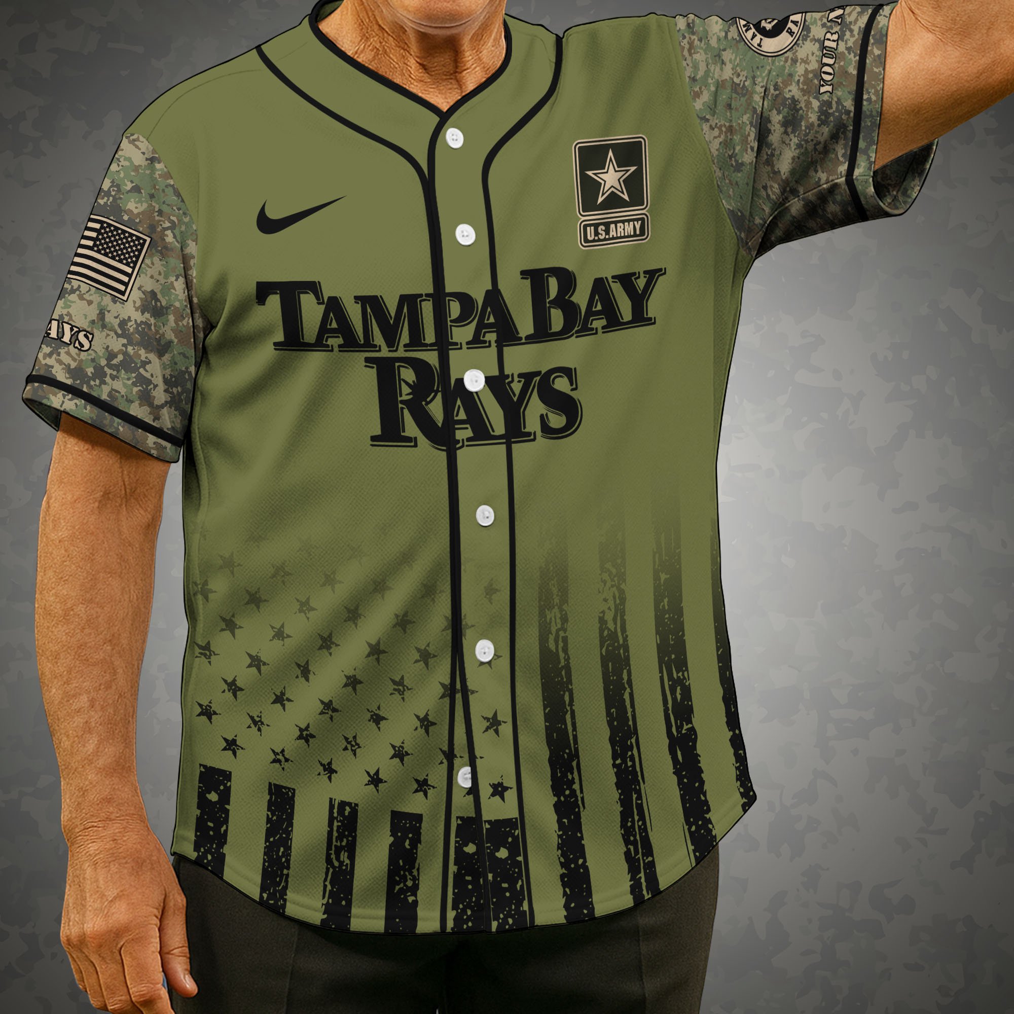 Tampa Bay Rays Baseball Shirt X US Army Military Appreciation Night Jersey Editions Limited 2025 Custom Name, Sport Shirt For Fans