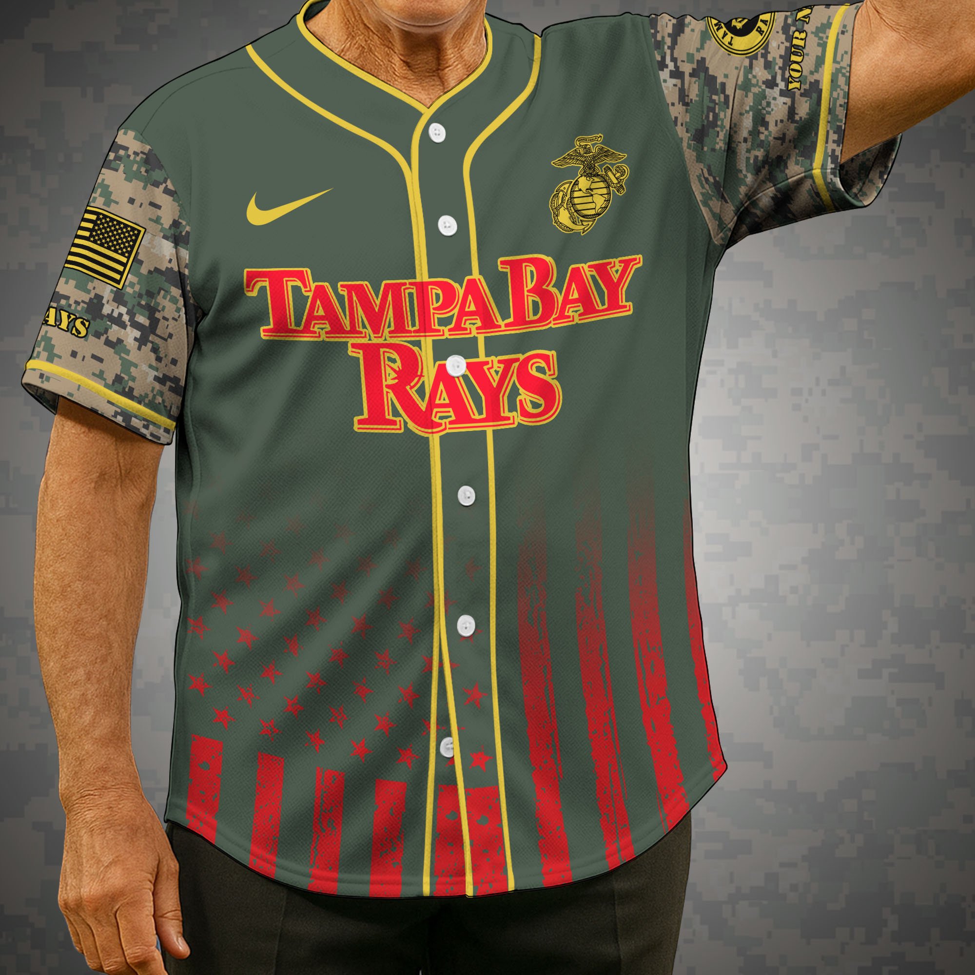 Tampa Bay Rays Baseball Shirt X US Marine Corps Military Appreciation Night Jersey Editions Limited 2025 Custom Name, Sport Shirt, Sport Gifts