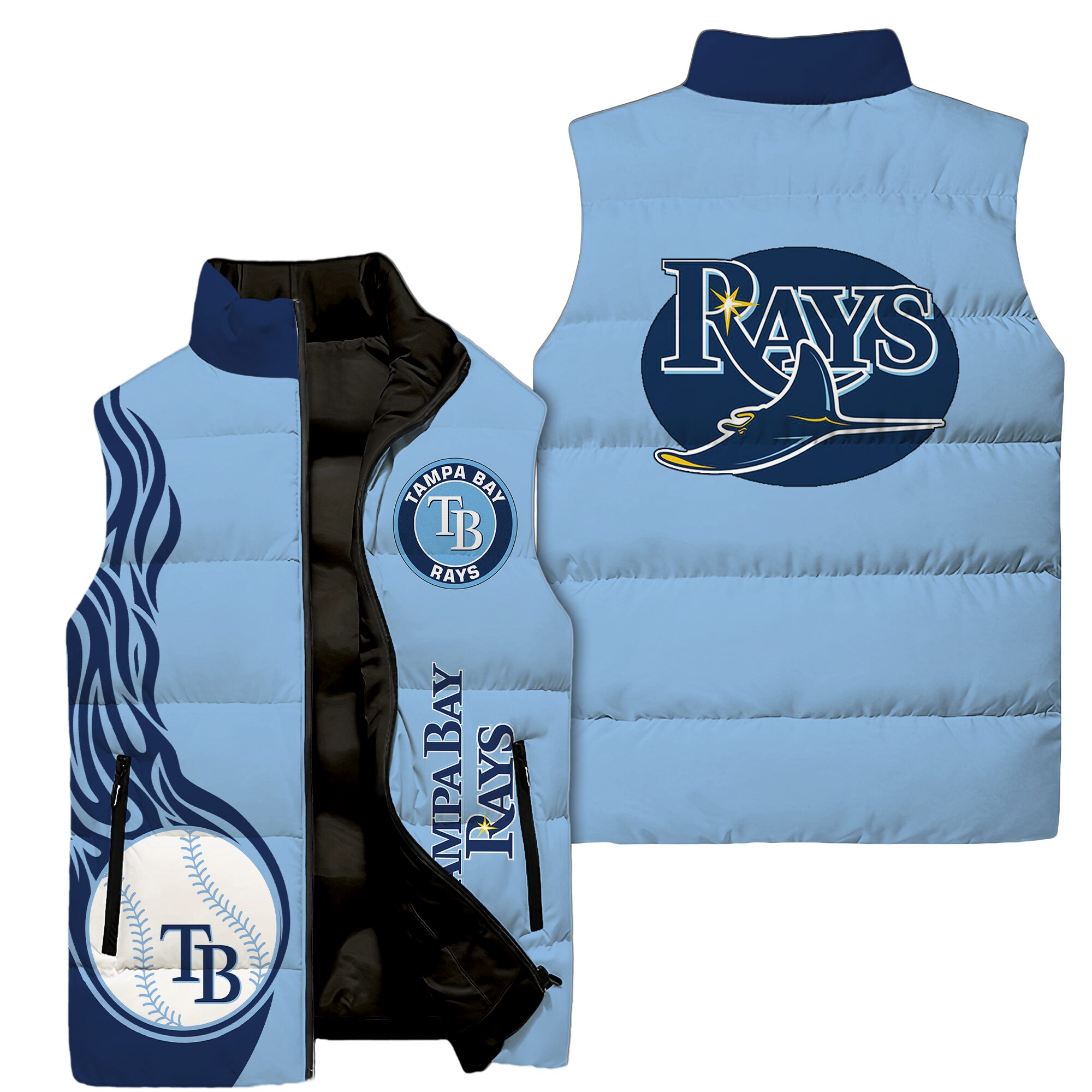 Tampa Bay Rays MLB Style Sleeveless Puffer Jacket For Fans