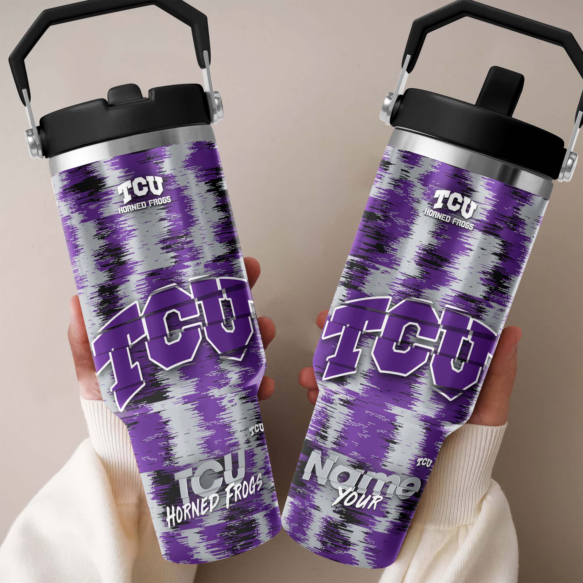 TCU Horned Frogs Flip Straw 30Oz Tumbler Custom Your Name, Sport Flip Straw 30Oz Tumbler, Fan Gifts