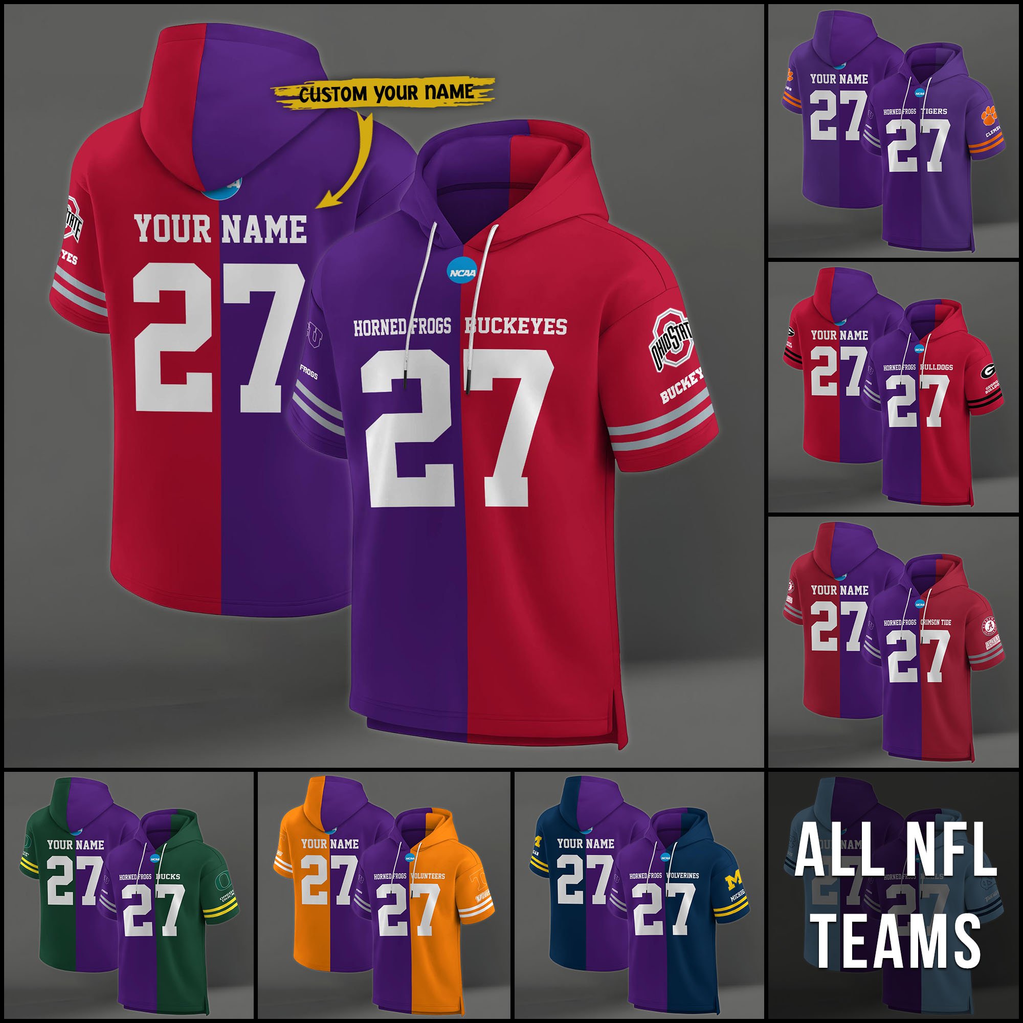 TCU Horned Frogs House Divided Hoodie Custom Name, Number And Team, Hoodie For Football Fans