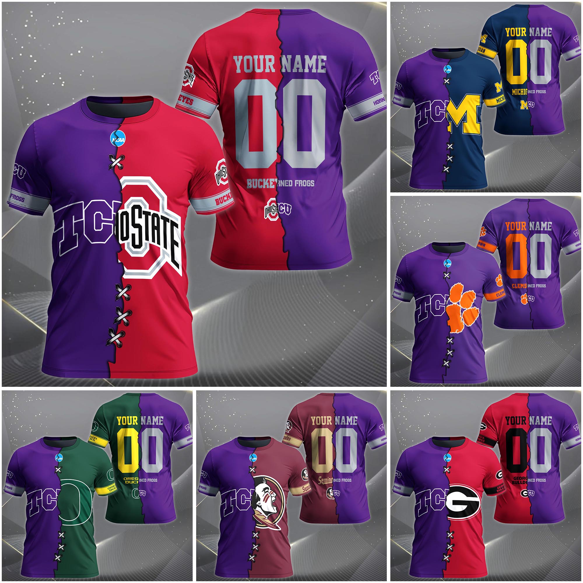 TCU Horned Frogs House Divided T-Shirt Custom Name 2025 Version, Year And Team, Sport Shirts For Fan