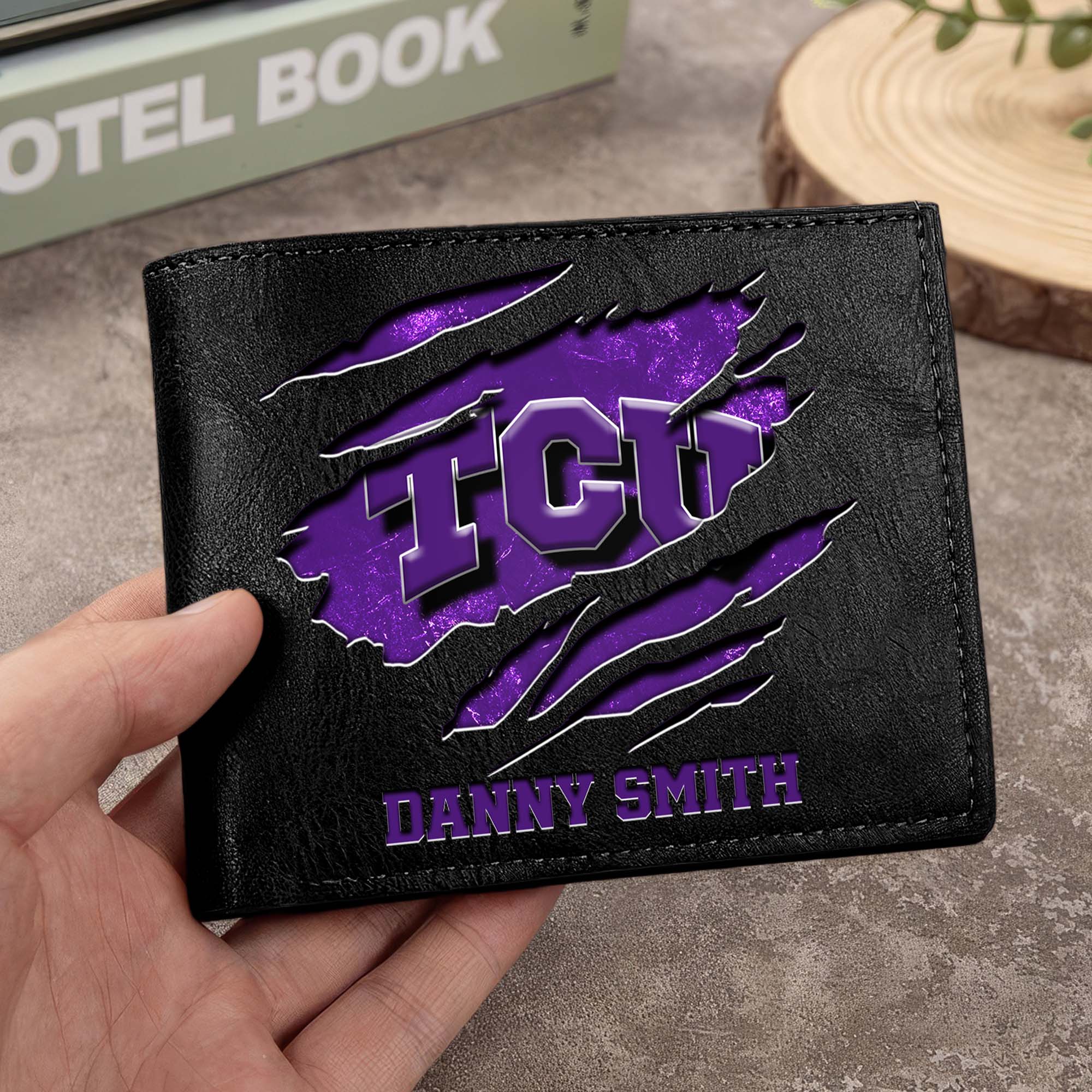TCU Horned Frogs Men Wallet Custom Your Name, Football Team Men Wallet For Fans, Gifts For Football Lovers
