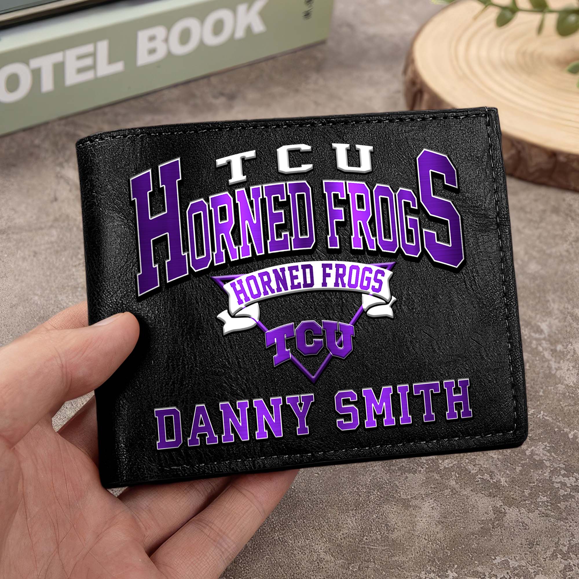 TCU Horned Frogs Men Wallet Custom Your Name, Football Team Men Wallet For Fans, Gifts For Football Lovers